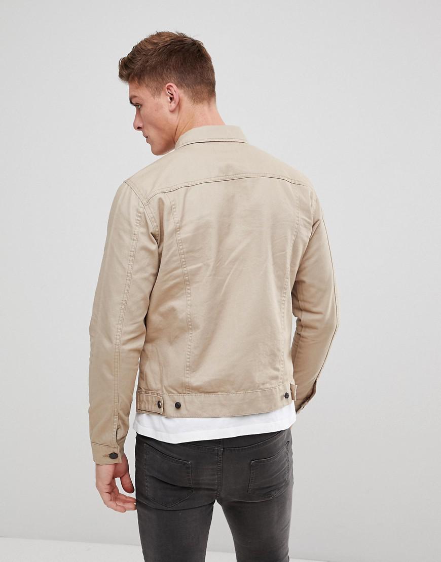only & sons utility overshirt in beige