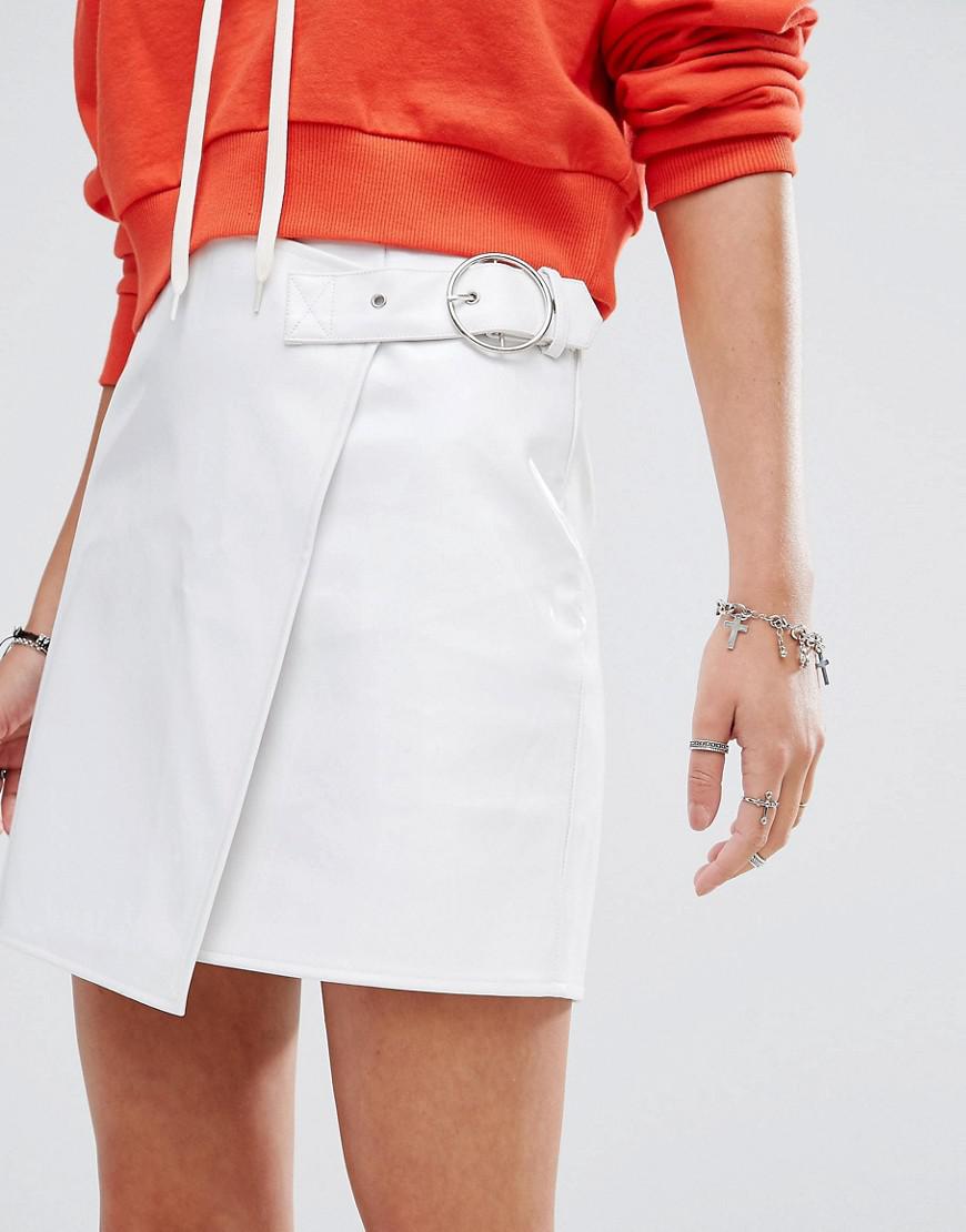 Missguided Vinyl Buckle Strap Mini Skirt in White Lyst