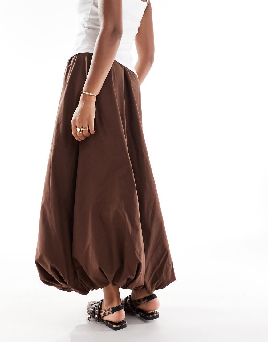 ASOS Poplin Puffball Maxi Skirt in Brown Lyst UK