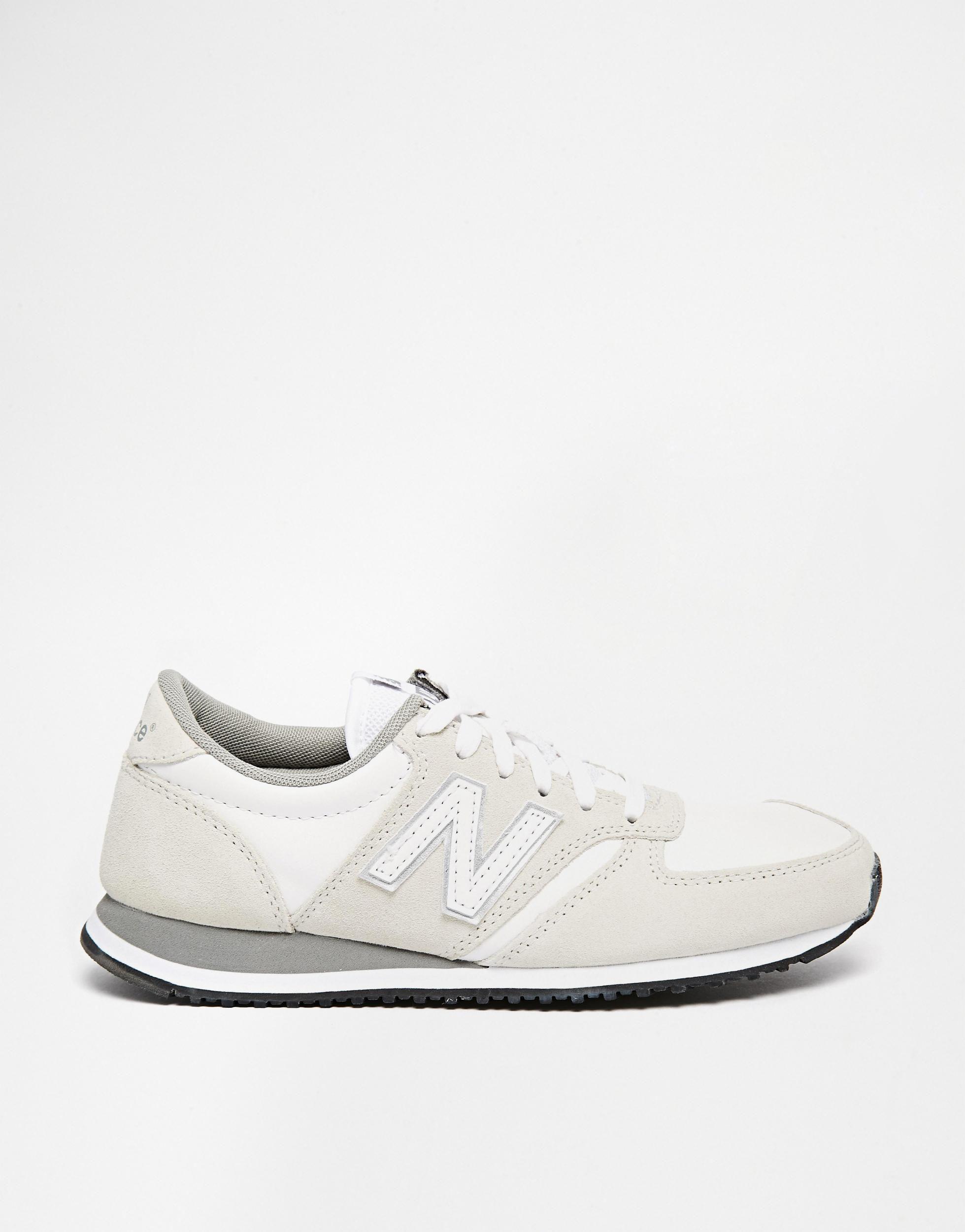 New Balance 420 Cream Suede Trainers in Black | Lyst UK