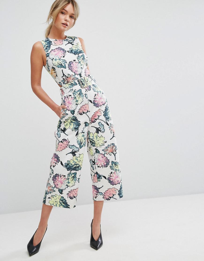 floral cropped jumpsuit