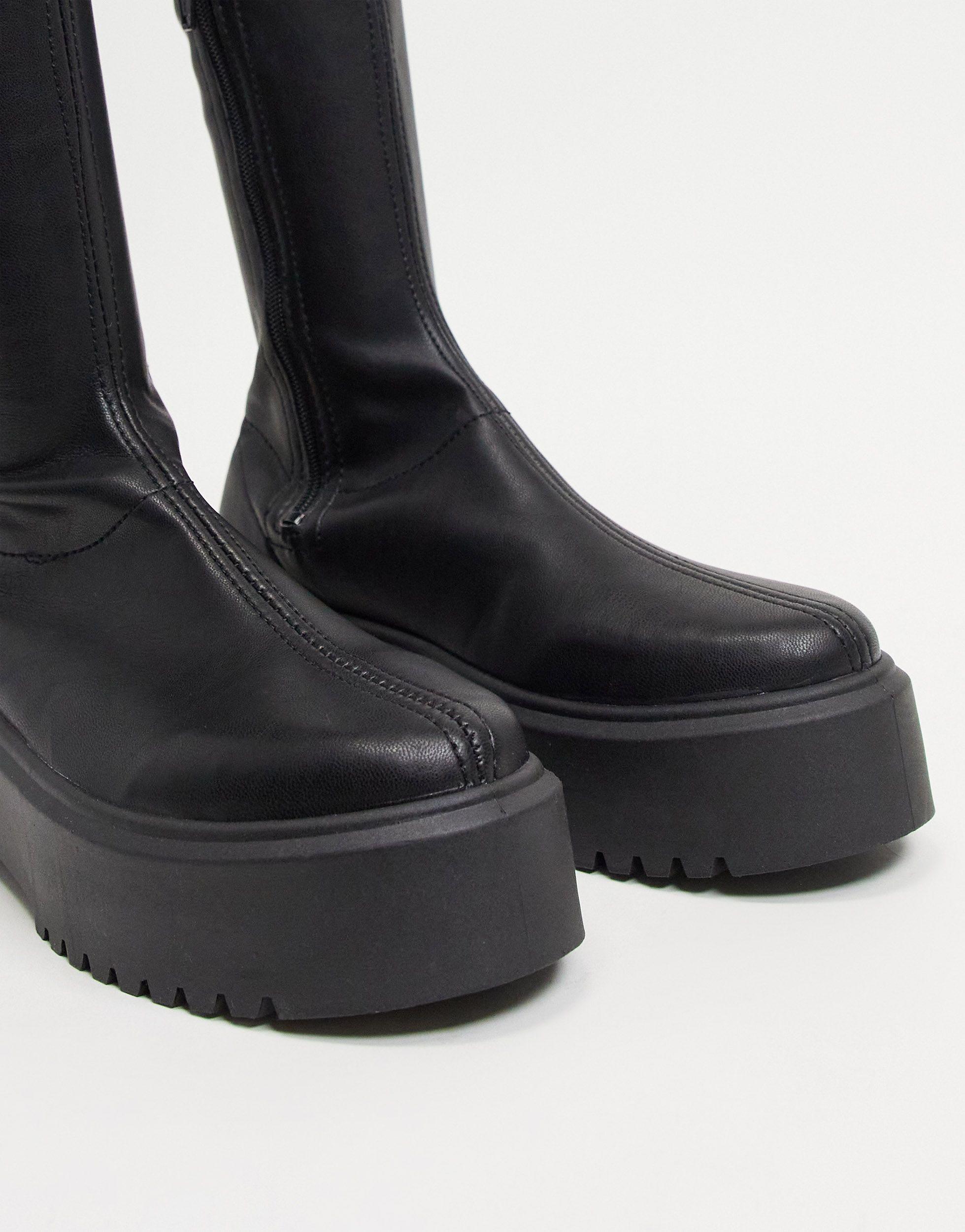 Botas xl negras con suela gruesa katie ASOS de color Negro | Lyst