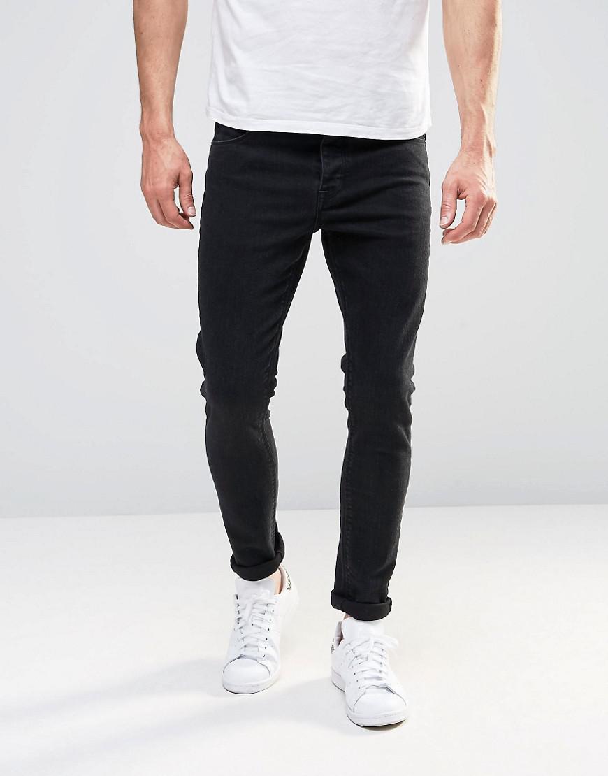 Lyst - Asos Super Skinny Jeans In 12.5oz True Black in Black for Men