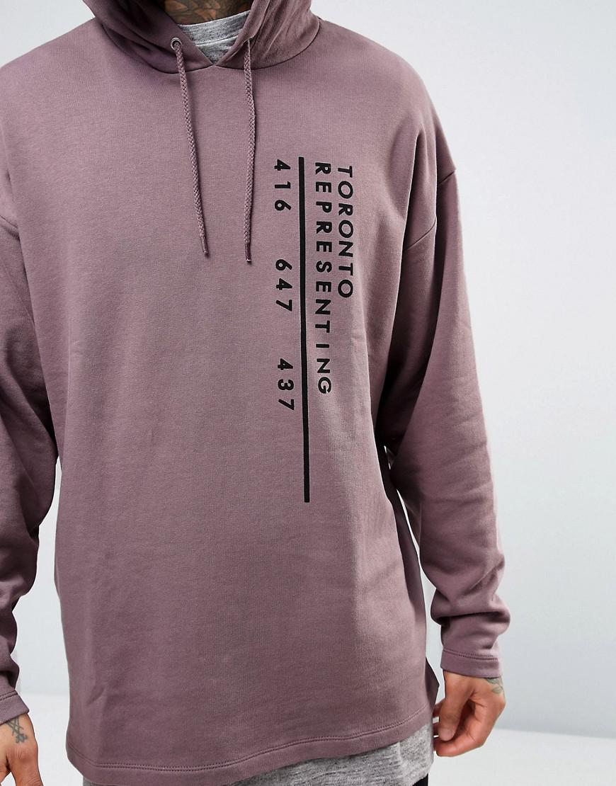 oversized longline hoodie with marble back print