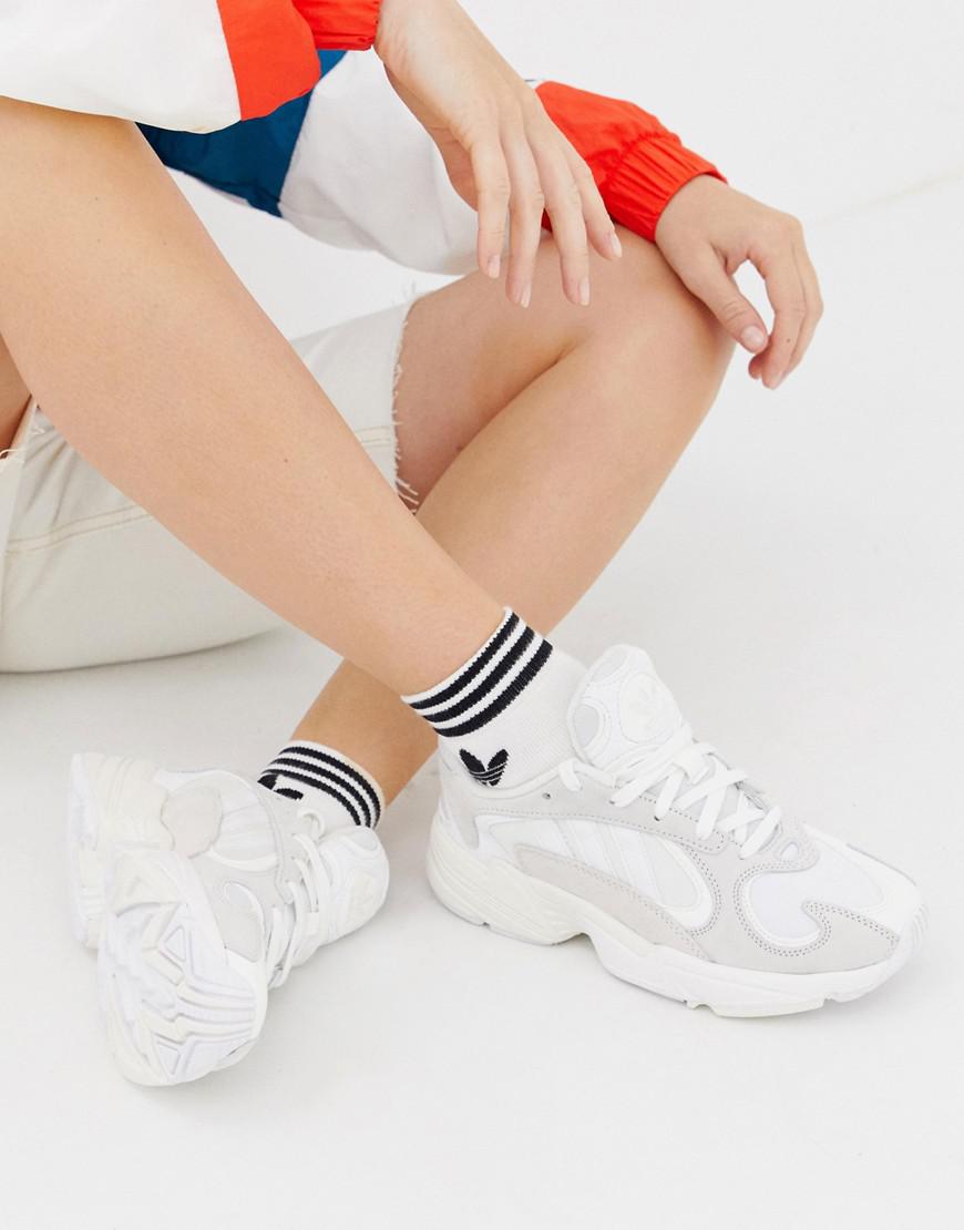 adidas originals all white leather yung 1 trainers