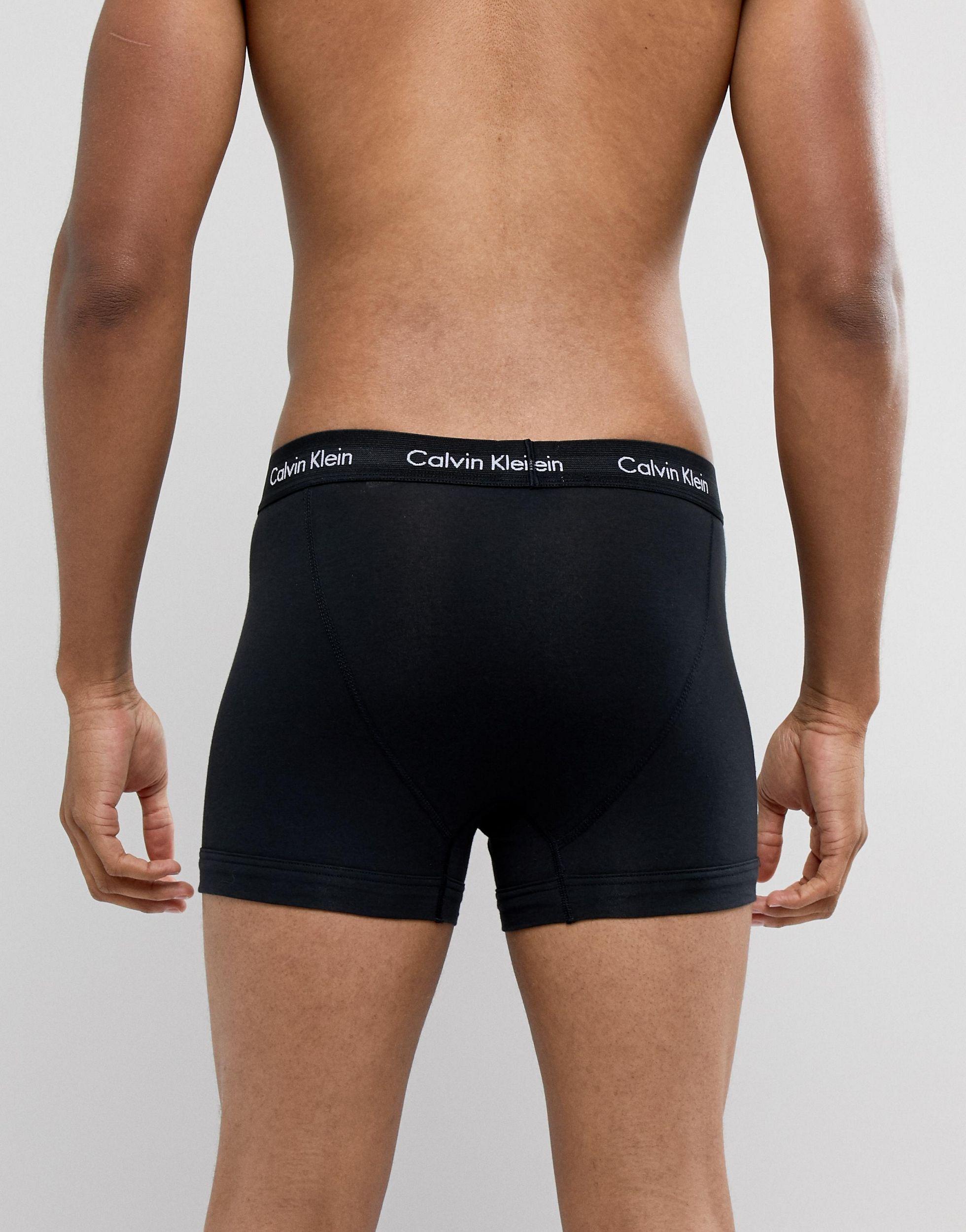 Calvin Klein Cotton Stretch Trunks 3 Pack in Black for Men Lyst