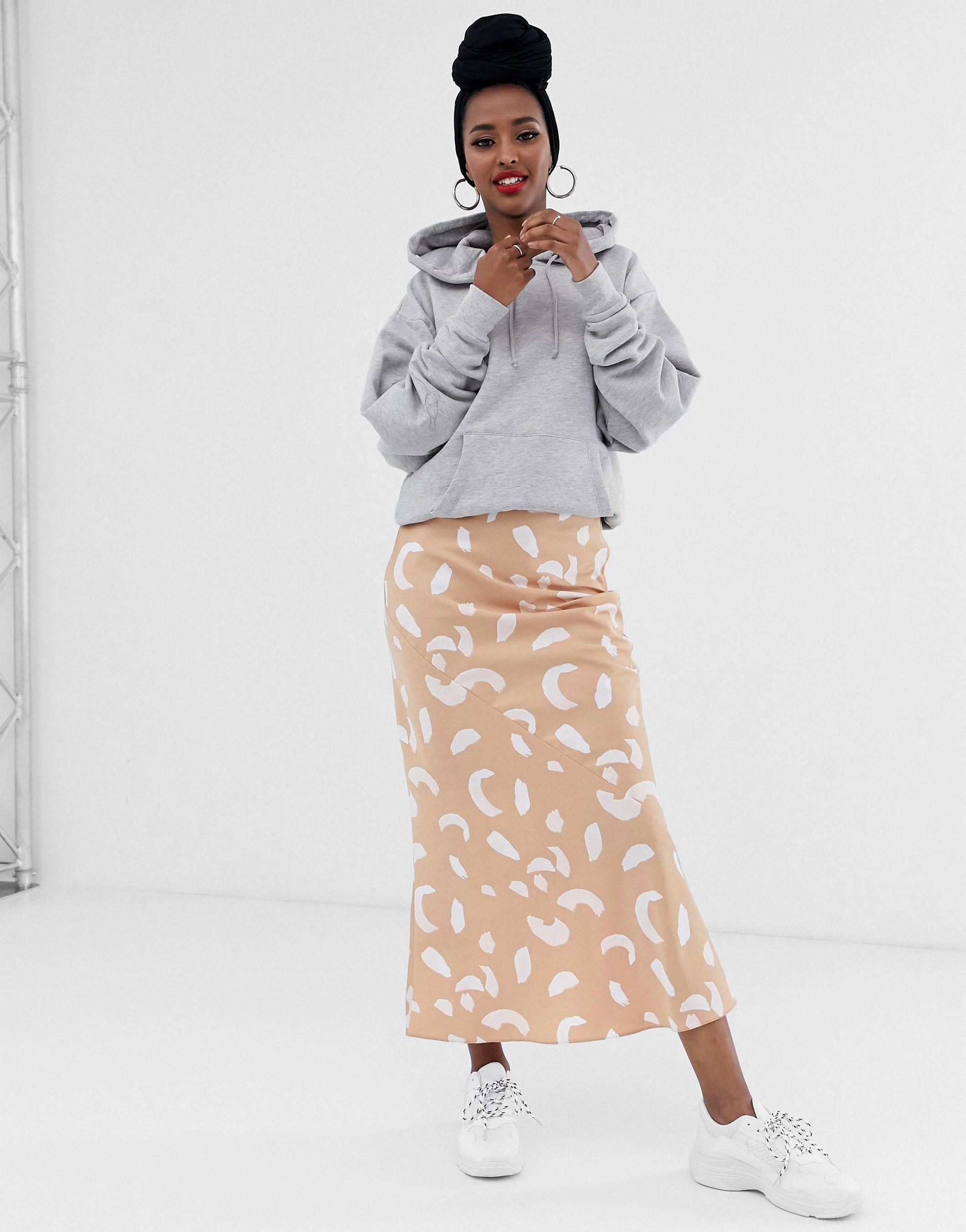 ASOS Bias Cut Satin Maxi Skirt | Lyst