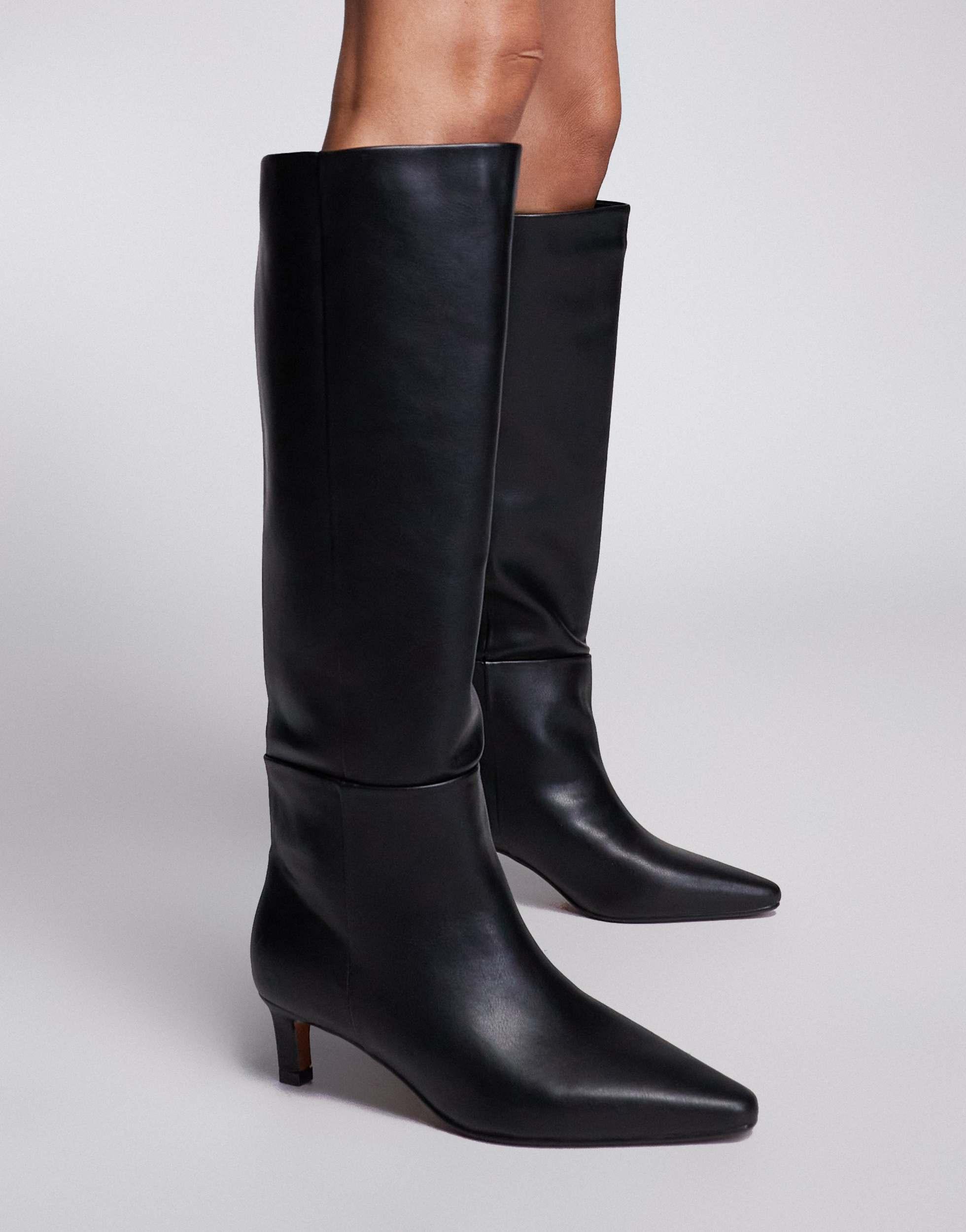 Bottes River Island Femme Taille 4 Noir Cuir - État Impeccable, Portées Deux Fois