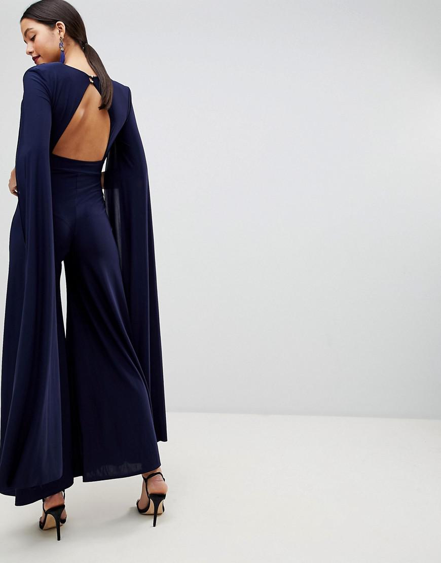 navy jumpsuit with cape