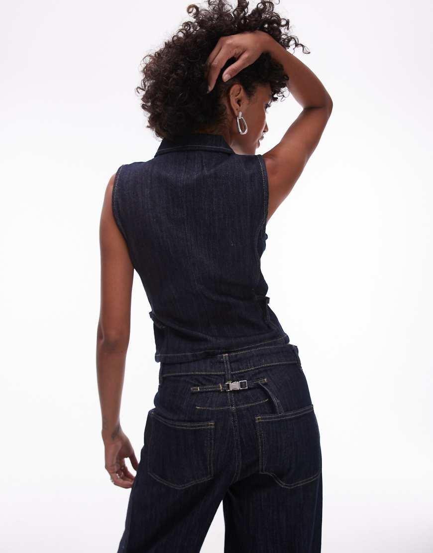 Mango Zip Through Denim Waistcoat Co-ord in Blue Lyst UK