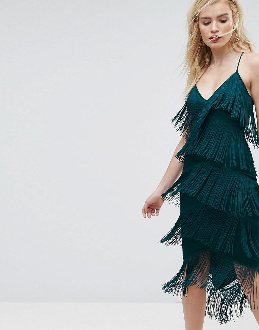 asos fringe mesh strappy maxi bodycon dress
