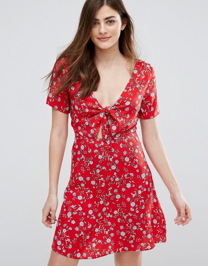 oasis floral tie skater dress