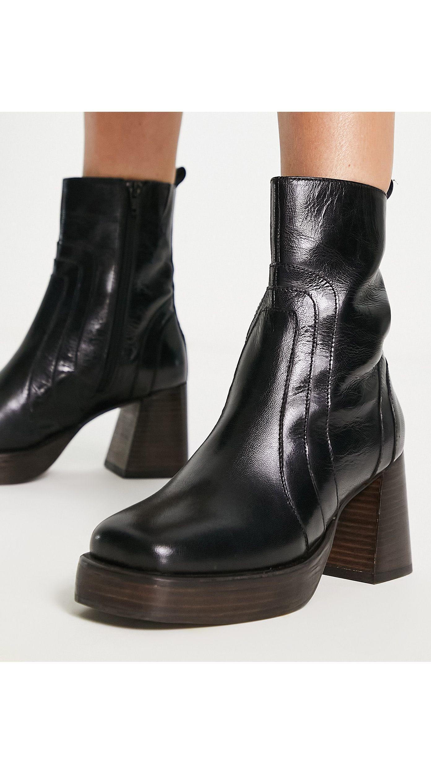 Schuh Cora Leather Heeled Ankle Boots in Black | Lyst