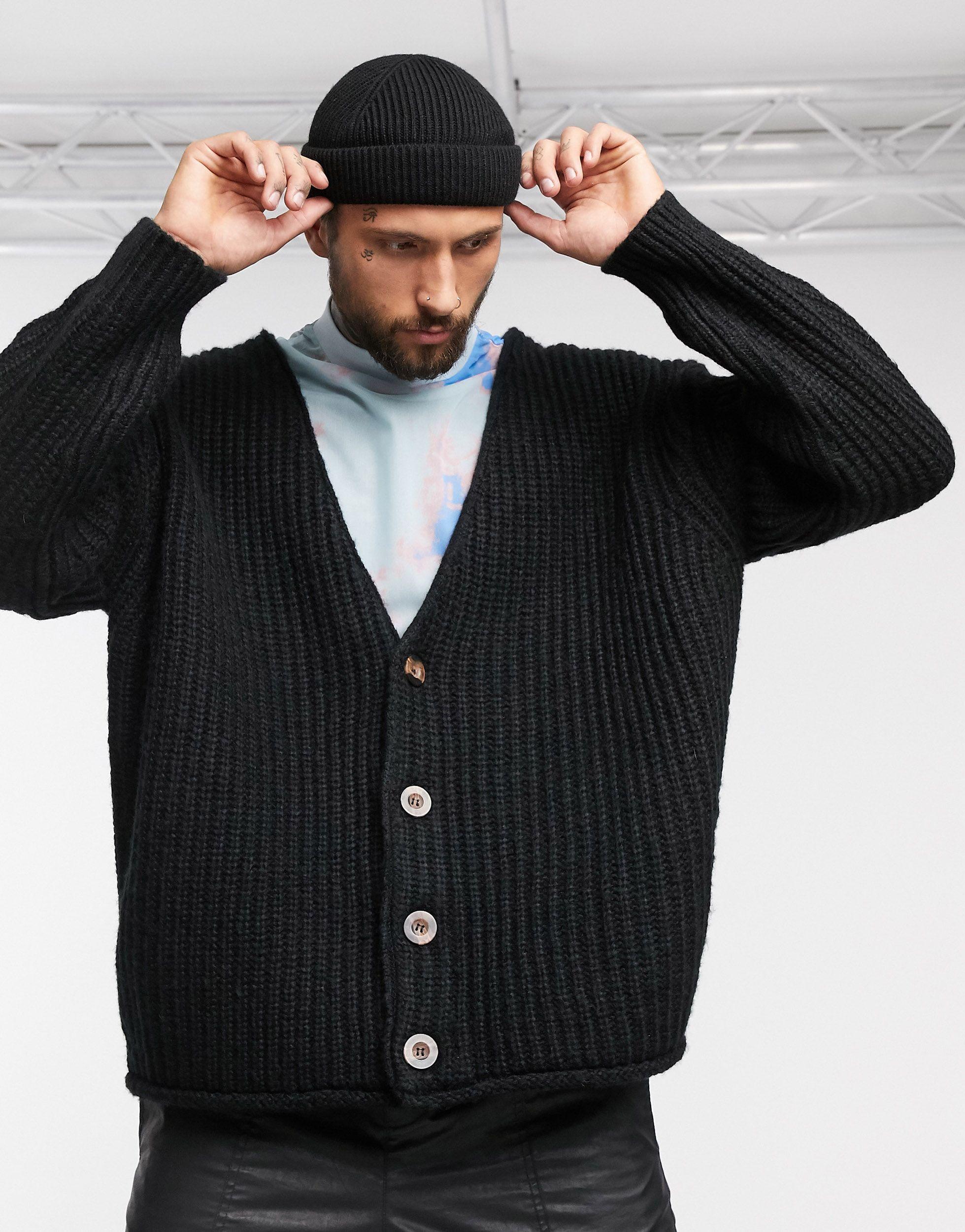 Manage remaining Yes ASOS Heavyweight Oversized Cocoon Cardigan in Black for Men | Lyst