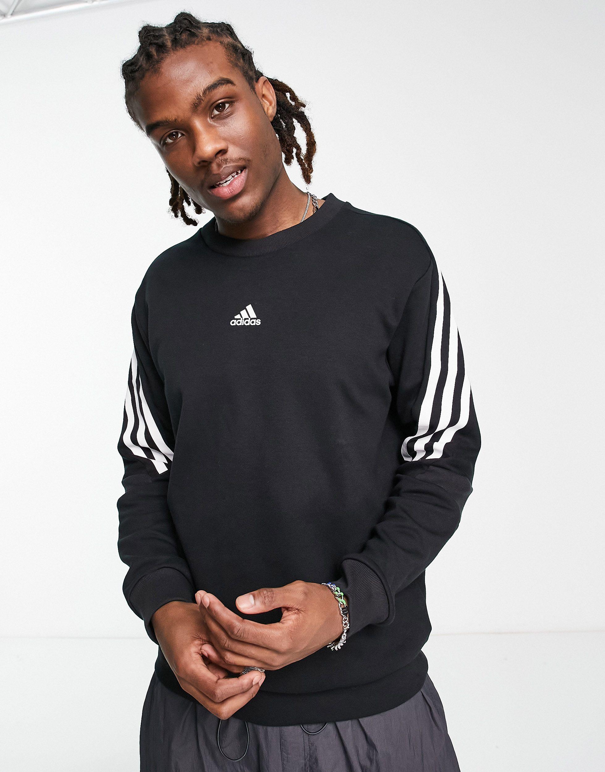 adidas Originals Adidas Sportswear 3 Stripe Shoulder Sweatshirt in Gray for Men | Lyst