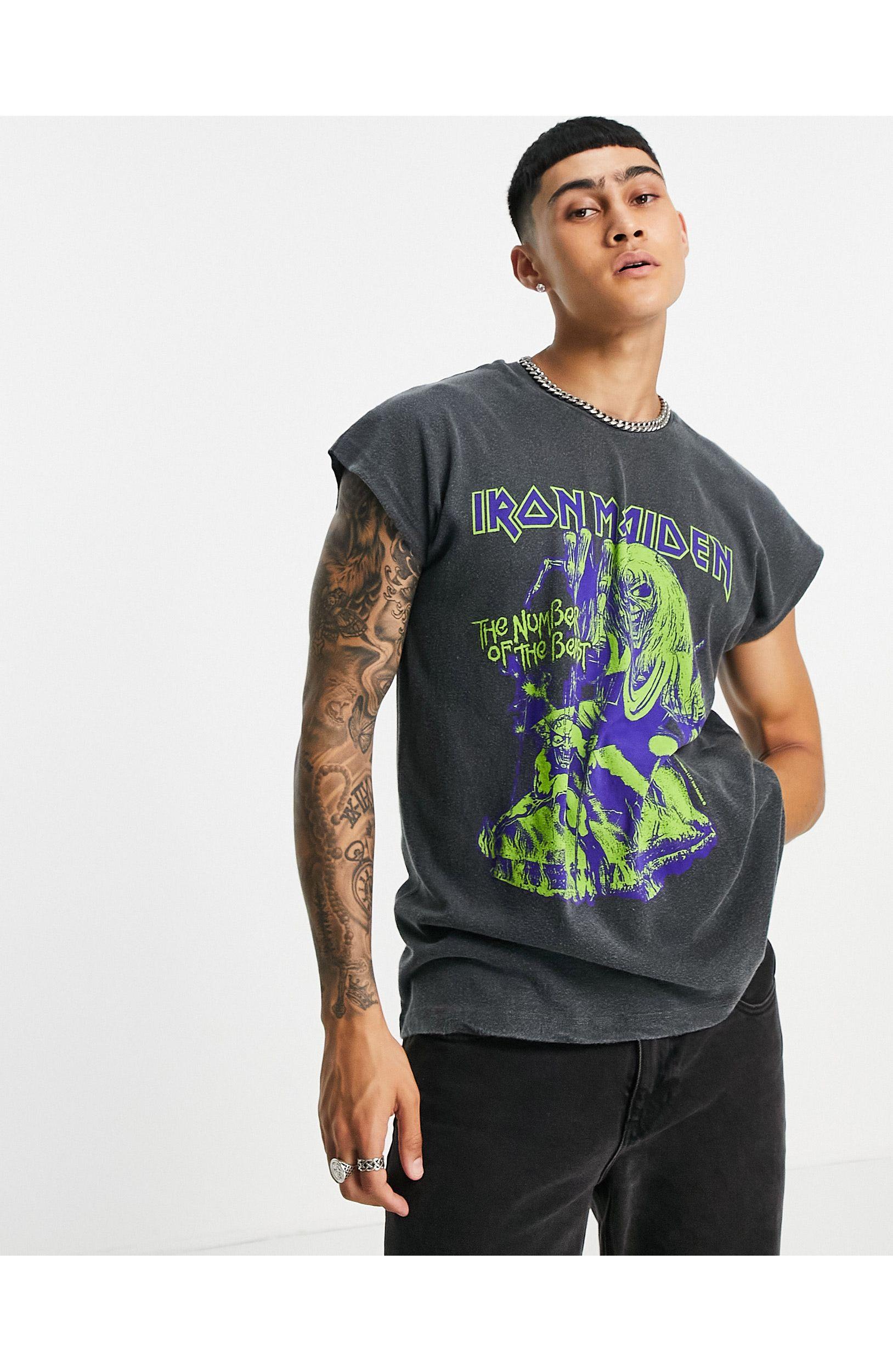 TOPMAN Cotton Oversized Tank With Iron Maiden Print in Black for Men - Lyst