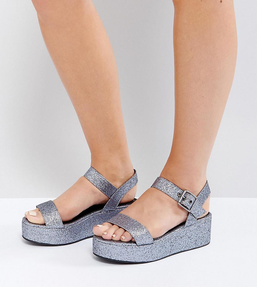 ASOS Denim Toucan Wide Fit Wedge Sandals in Silver (Metallic) - Lyst