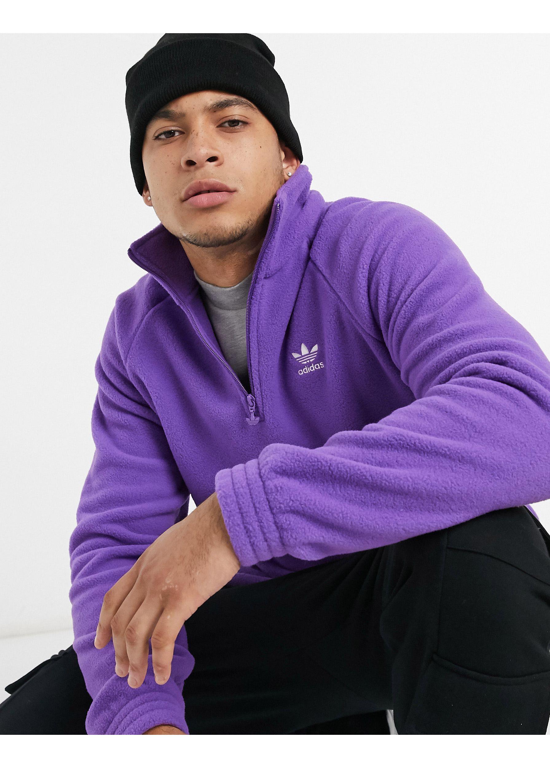 adidas Originals 1/4 Zip Fleece in Purple for Men | Lyst