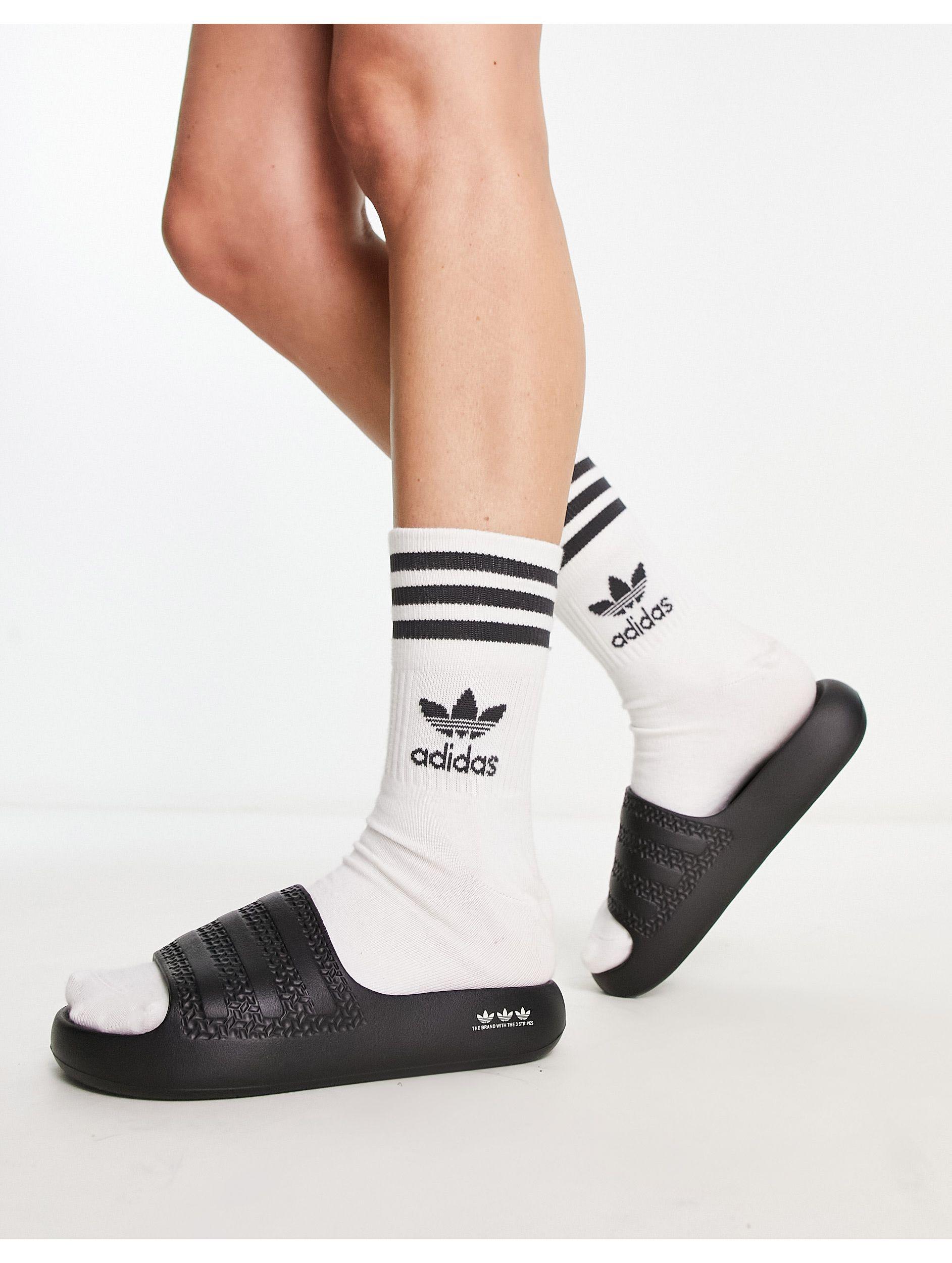 Sandalias negras adilette ayoon de adidas Originals de color Blanco | Lyst