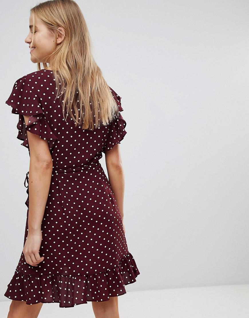 new look polka dot wrap dress
