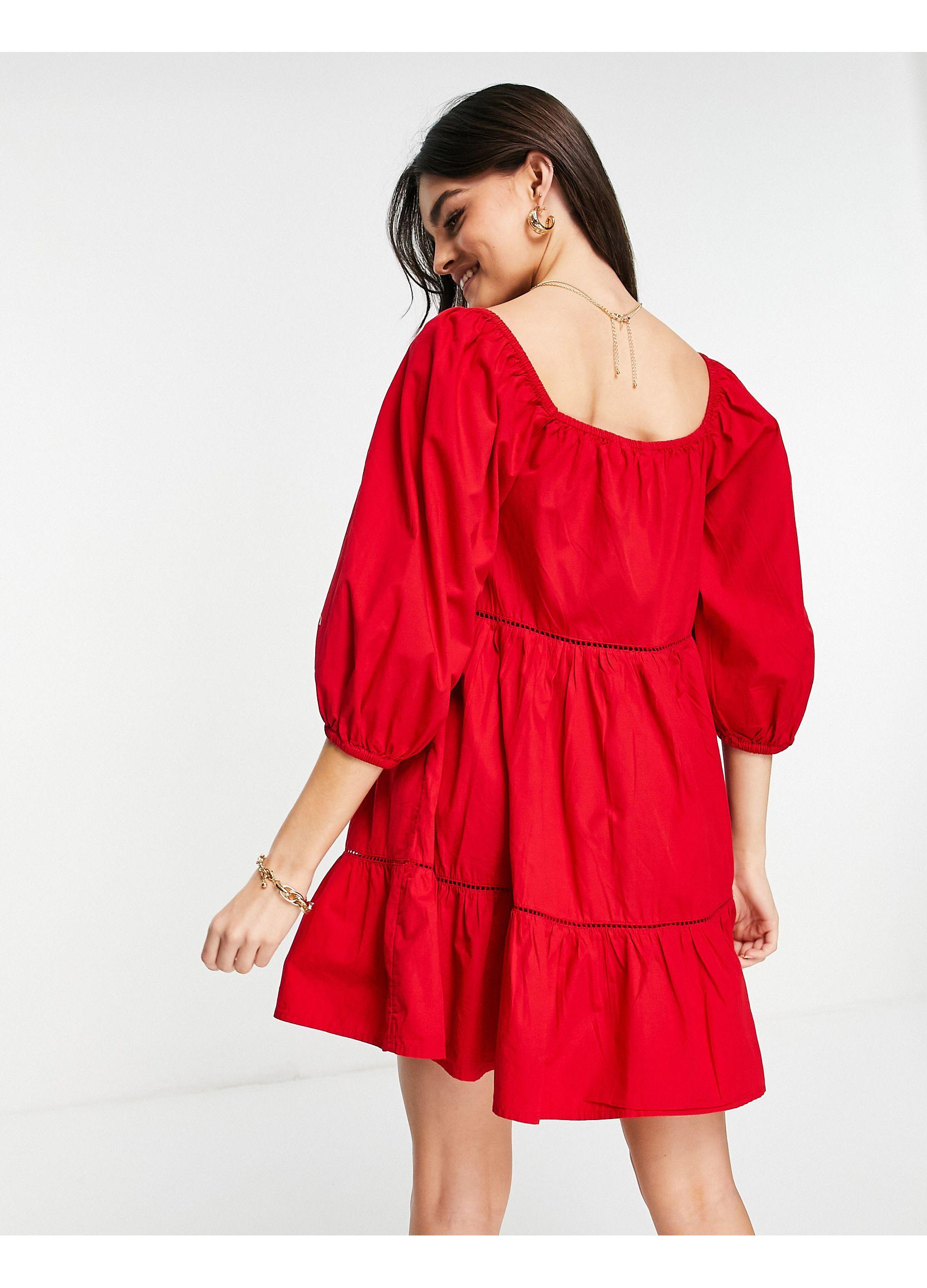Vestito con maniche a sbuffo di Accessorize in Rosso | Lyst