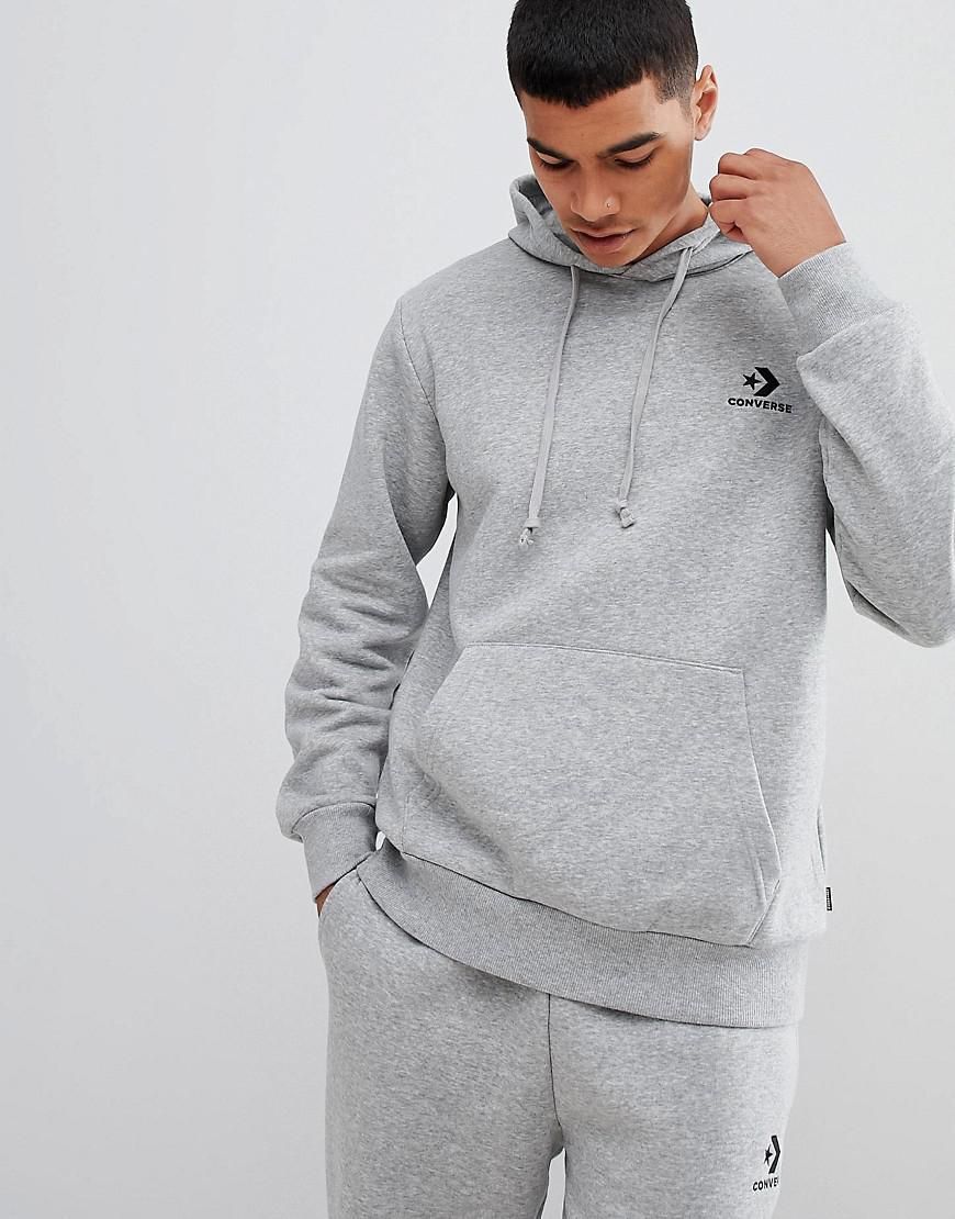 Converse Canvas Pullover Logo Hoodie In Gray 10008814-a03 for Men - Lyst