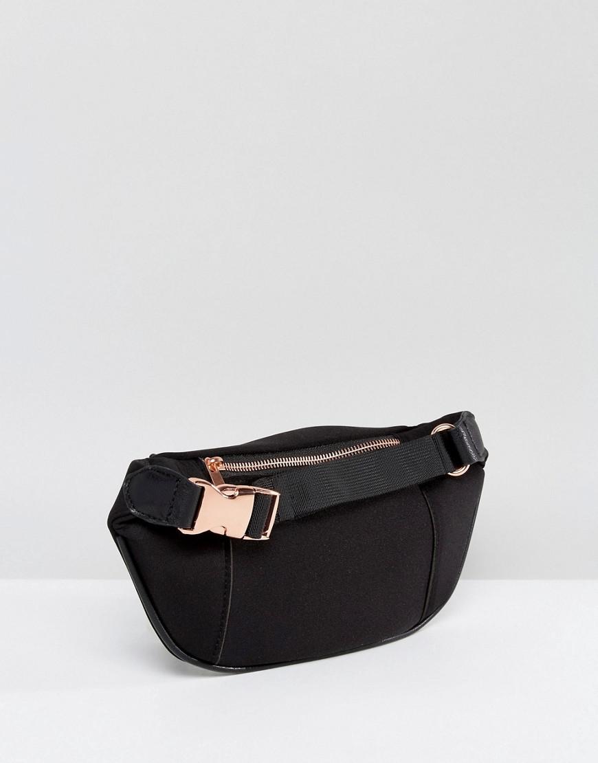ASOS Scuba Fanny Pack With Rose Gold in Black | Lyst