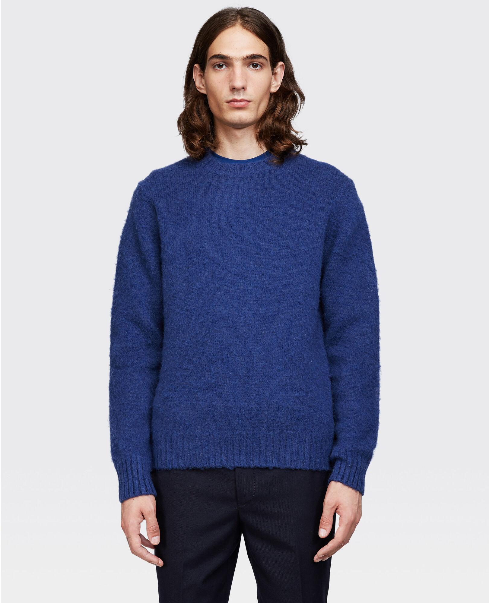 Aspesi Crew-neck Sweater In Brushed Shetland Wool in Blue for Men - Lyst