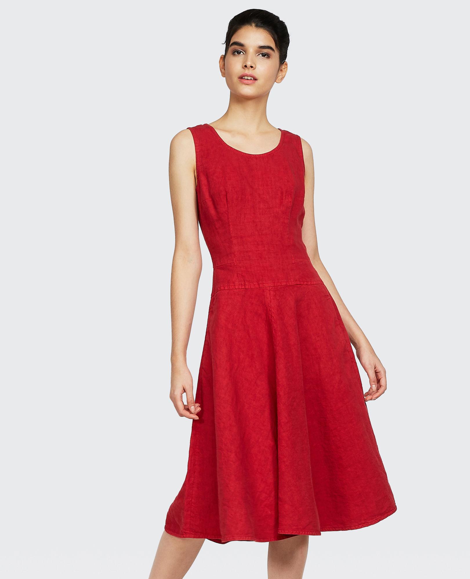 Aspesi Pure Linen Dress in Magenta (Red) - Lyst
