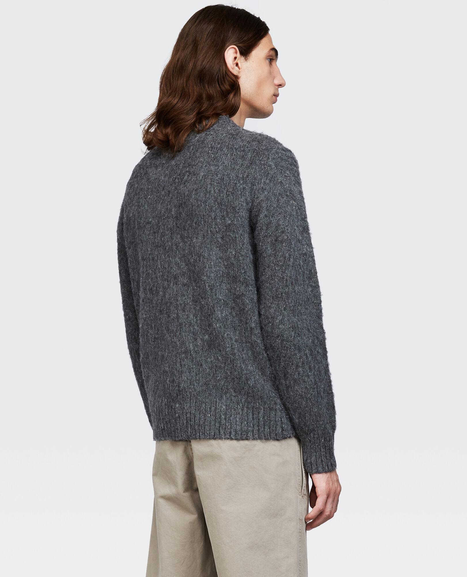 Aspesi Crew-neck Sweater In Brushed Shetland Wool in Dark Grey (Gray ...