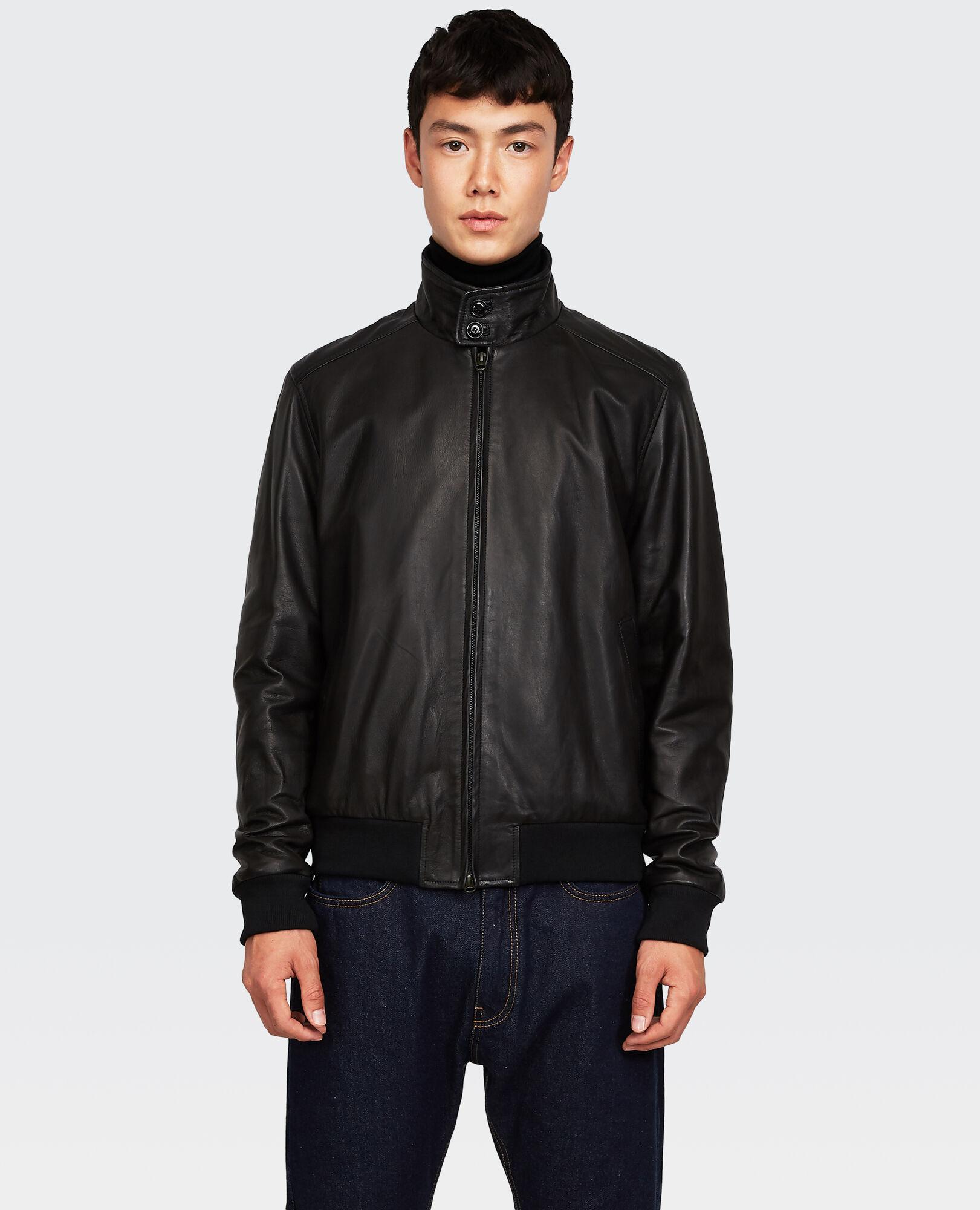 Download Aspesi Leather Harrington Jacket in Black for Men - Lyst