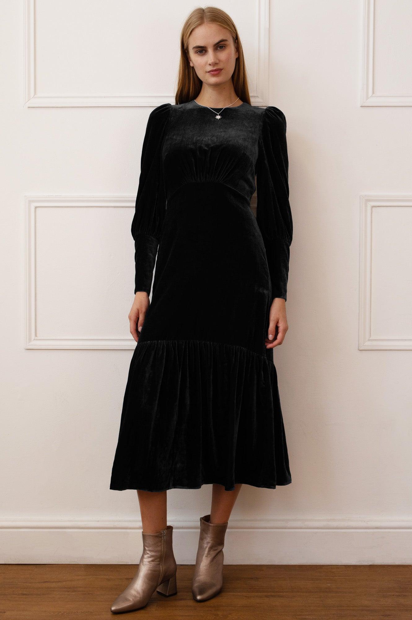 black choker detail bardot bodycon dress Choker Lace Midi Dress – GlamourNaire