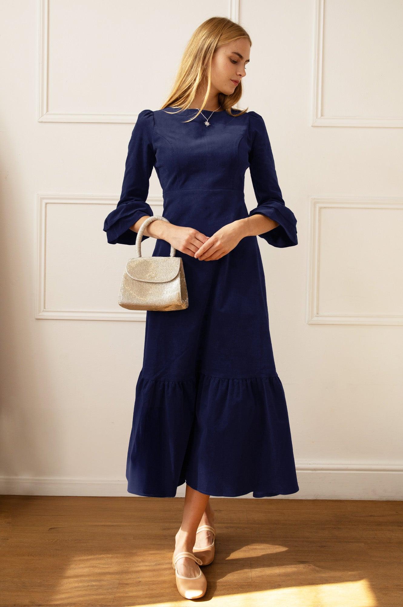 navy blue dress for baby girl Winter Wedding Guest Style main image 1