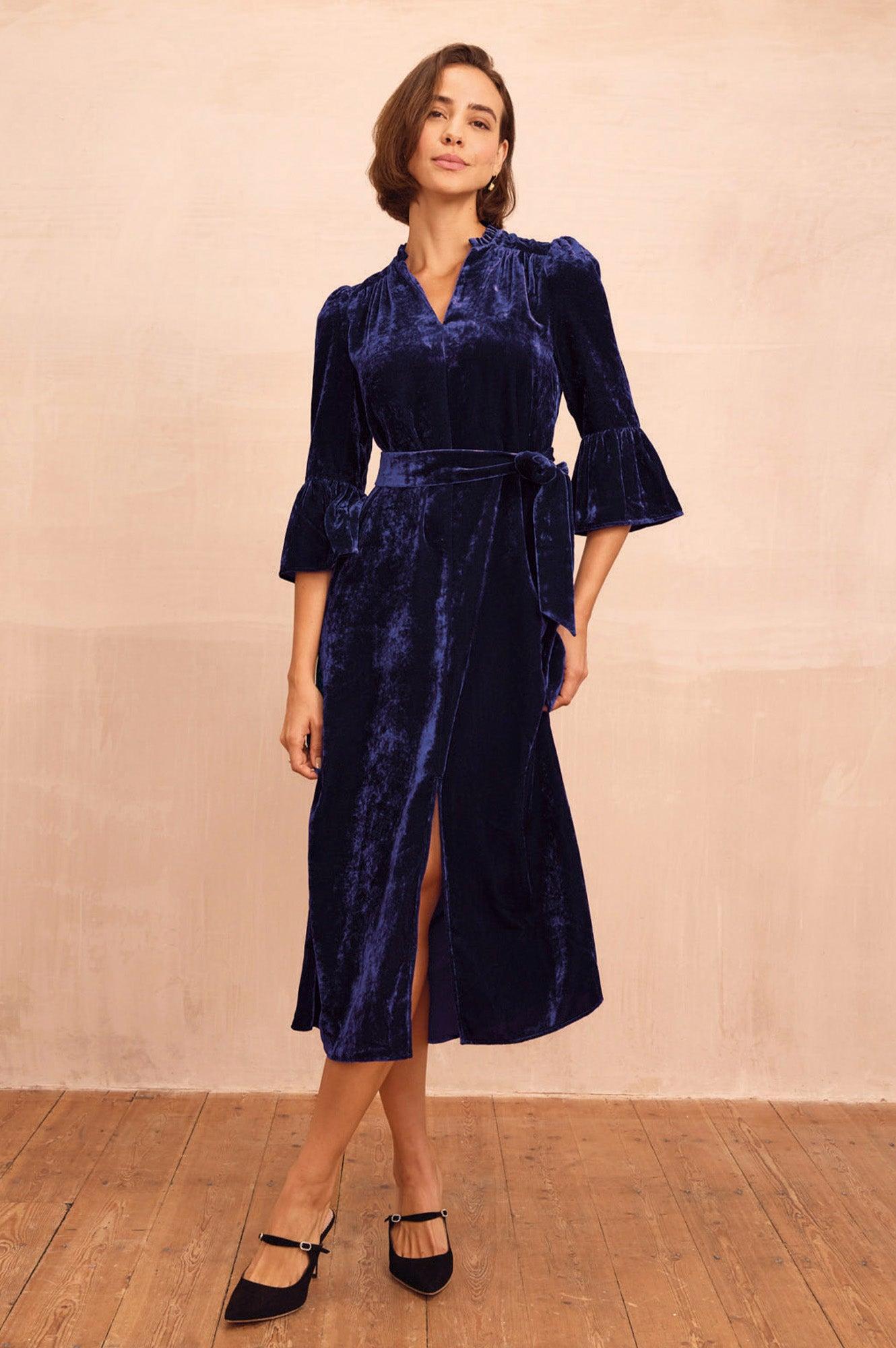 sachin and babi light blue dress Elise Velvet Holiday Mini Dress  Savannah Taylor