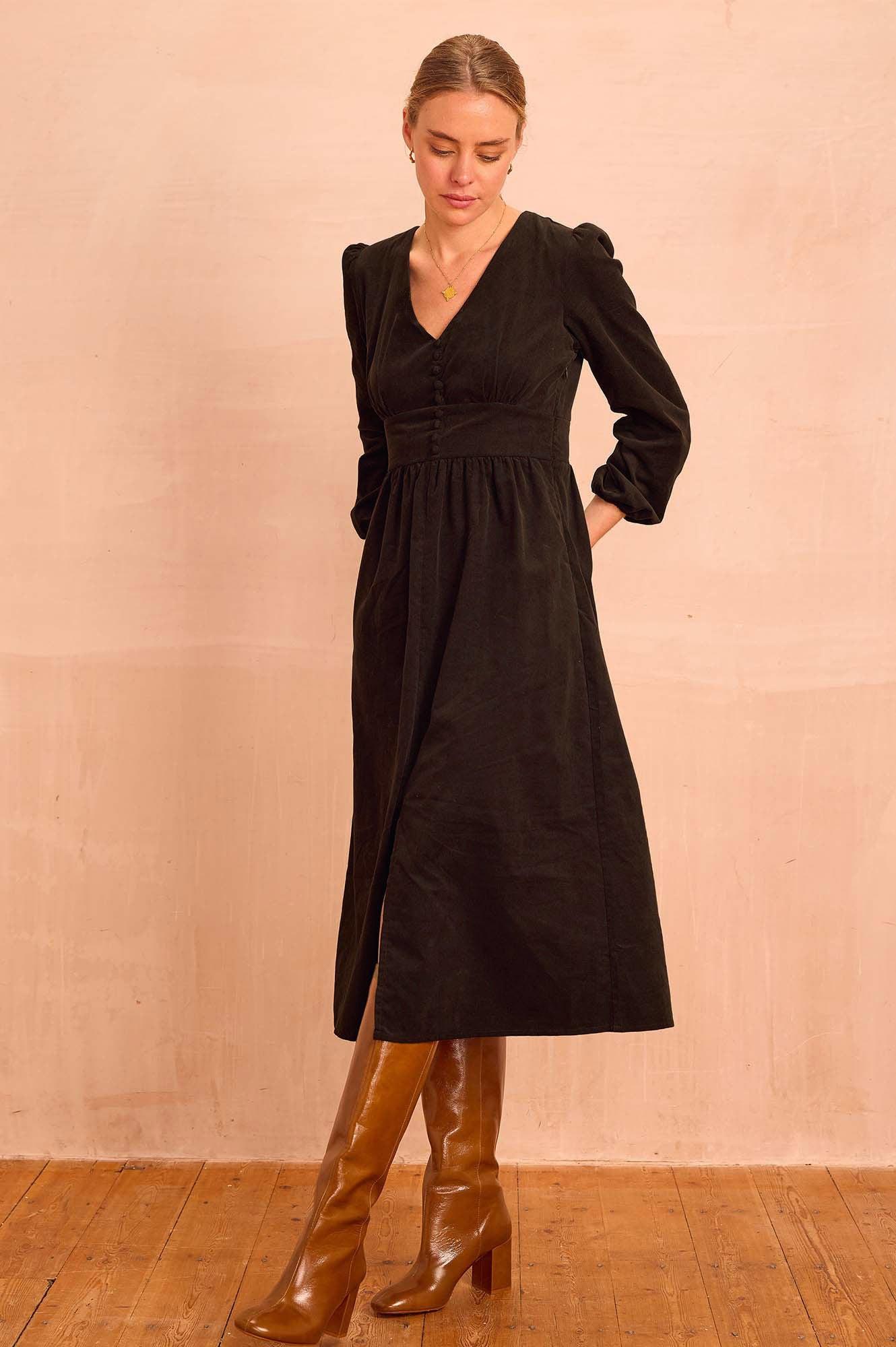 knee length dresses for ladies Pink Corduroy Midi Dress – Mint Velvet main image 0