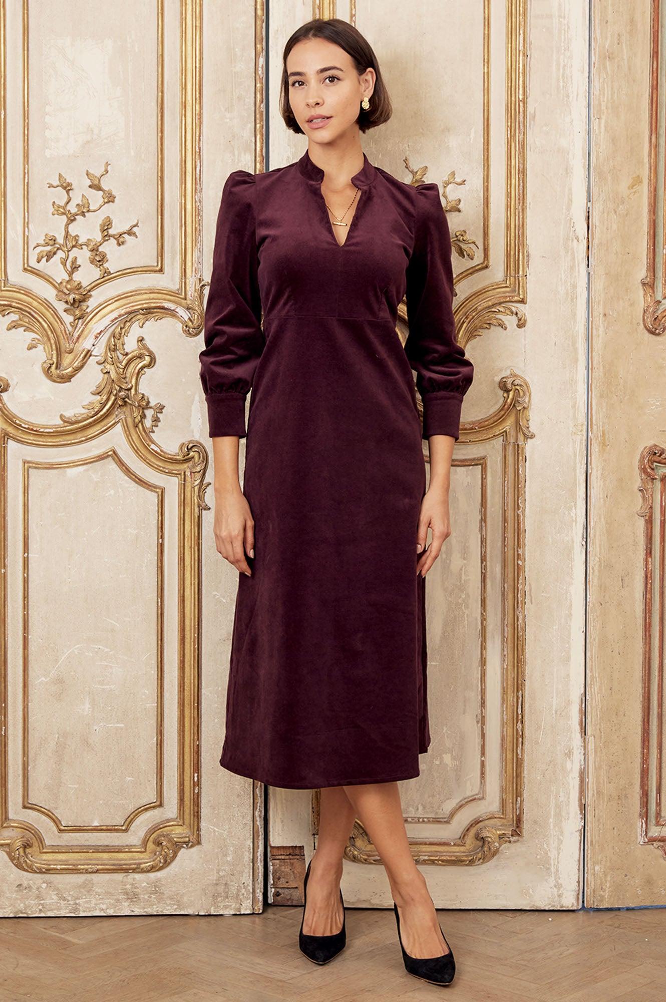 corduroy ladies dress Merlot Corduroy Shirt Dress – Sugarlips main image 0
