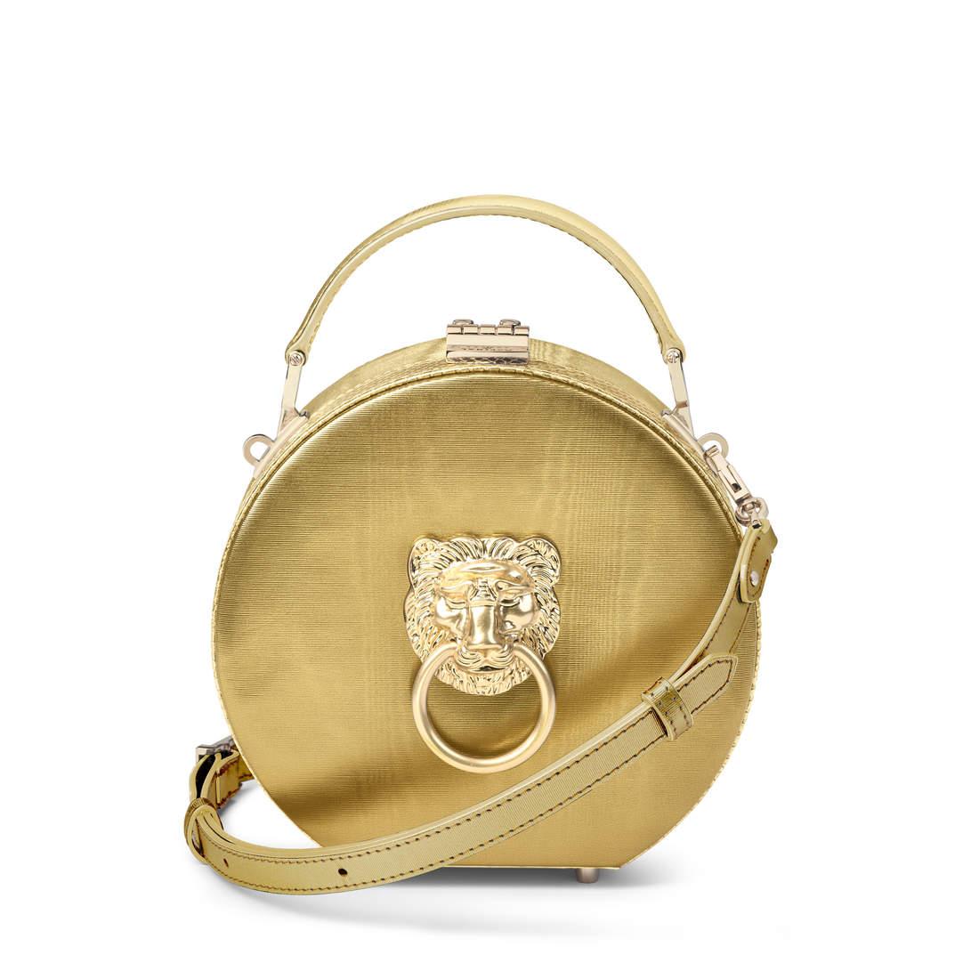 Aspinal of London Lion Hat Box in Metallic Lyst