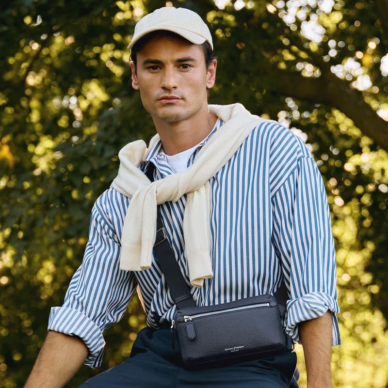 Aspinal of London Reporter Compact Crossbody Bag in Blue for Men