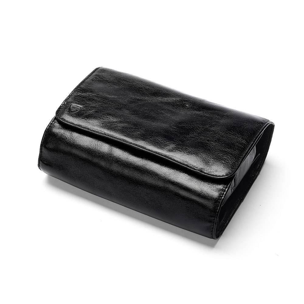 mens leather hanging wash bag