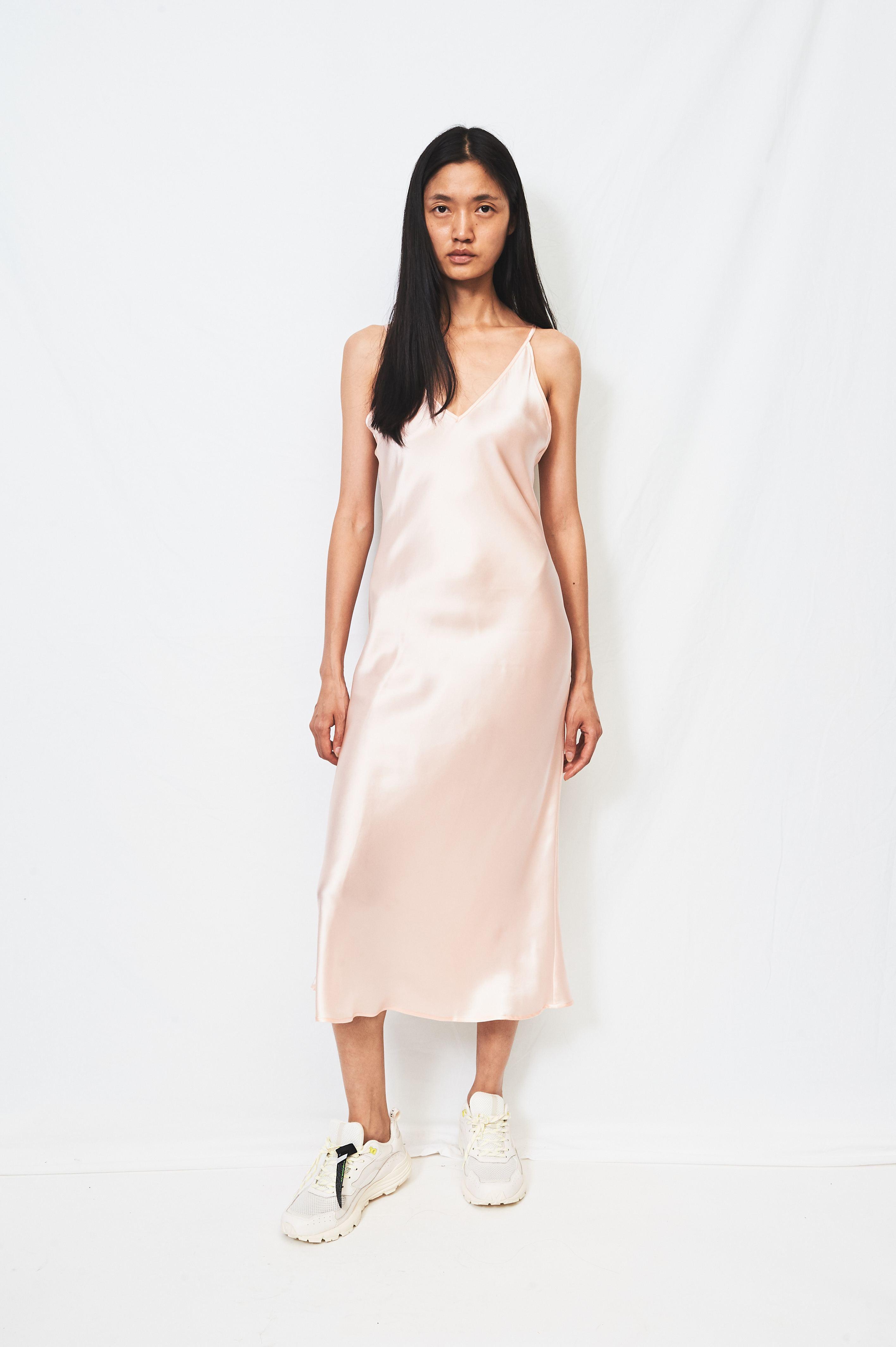 blush silk dress