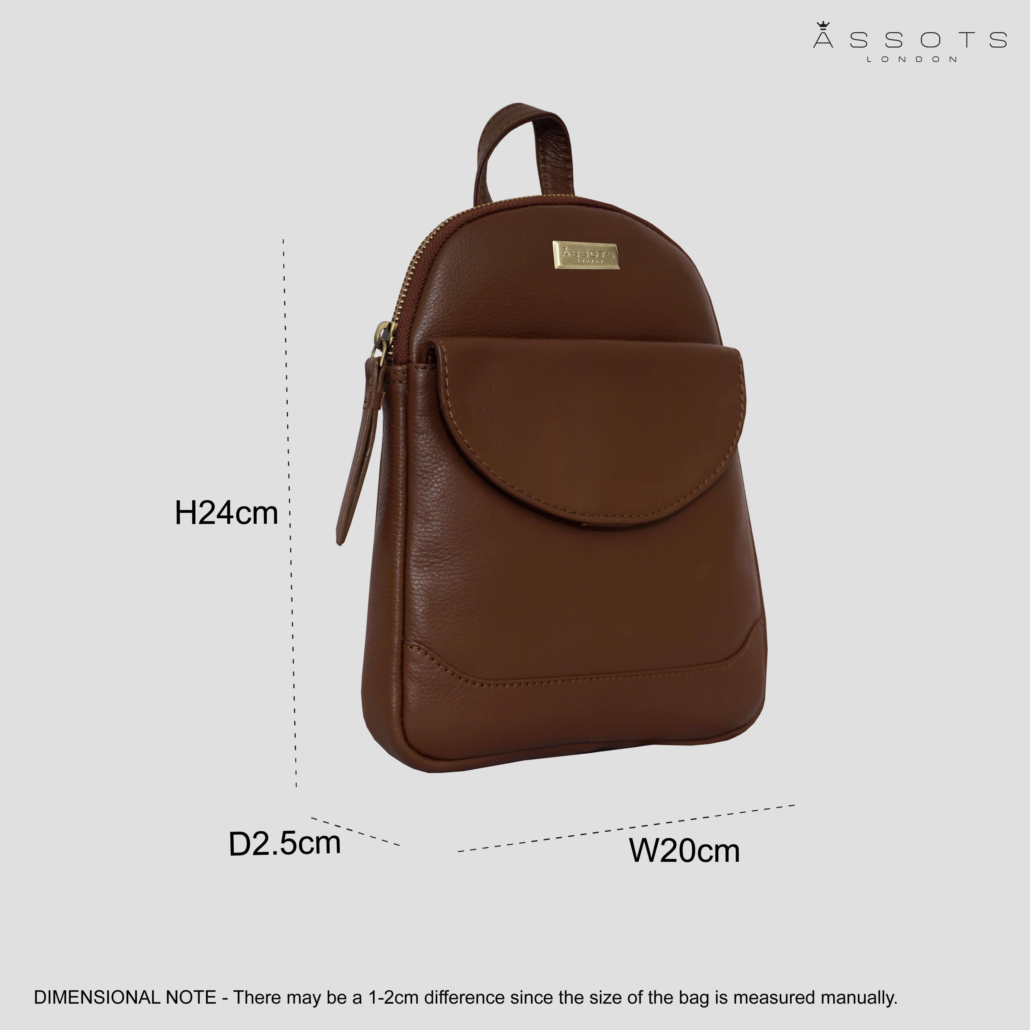 Assots London 'betty' Tan Zip Top Mini Pebble Grain Leather Backpack