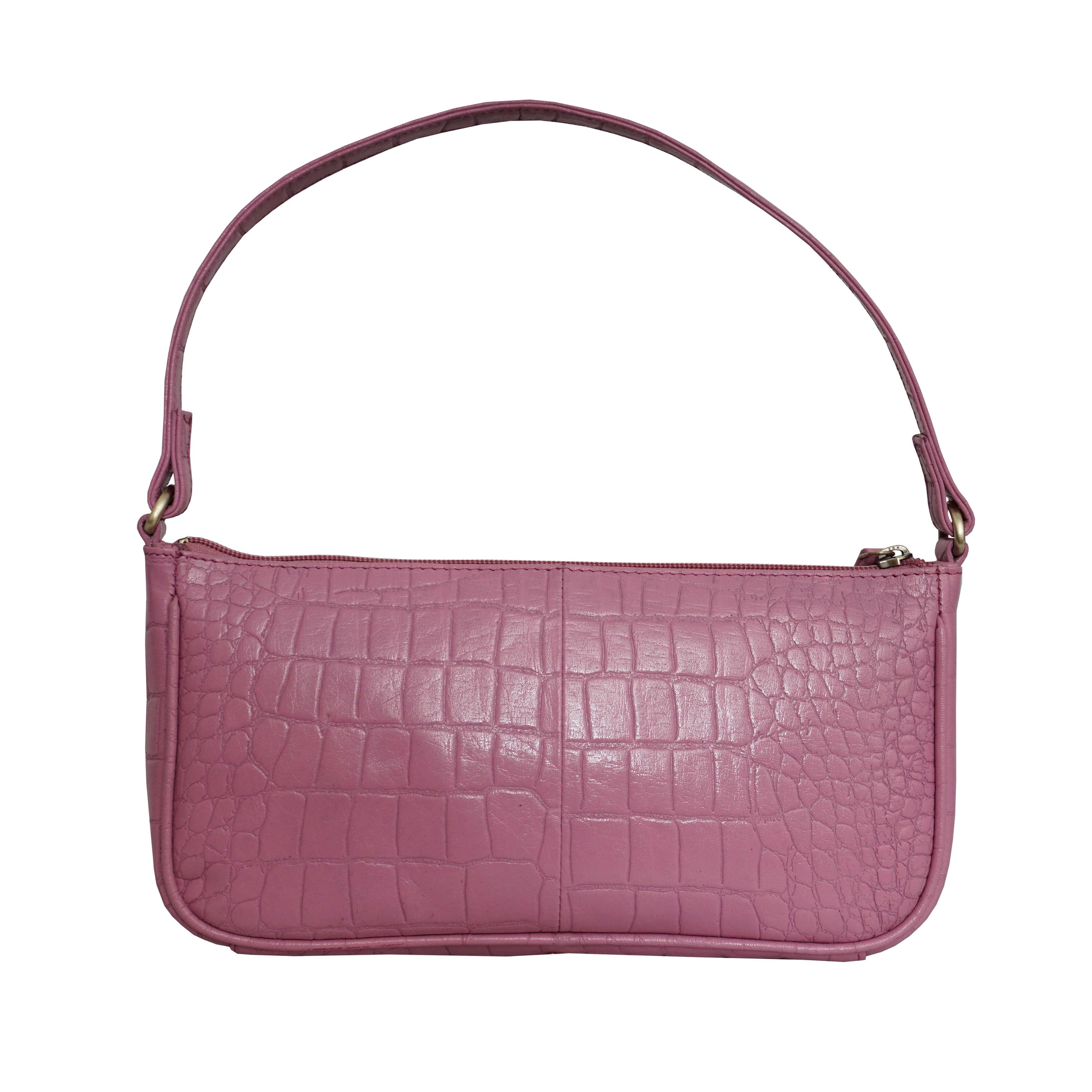 Assots London 'zara' Pink Designer Croc Real Leather Baguette Shoulder Bag  | Lyst