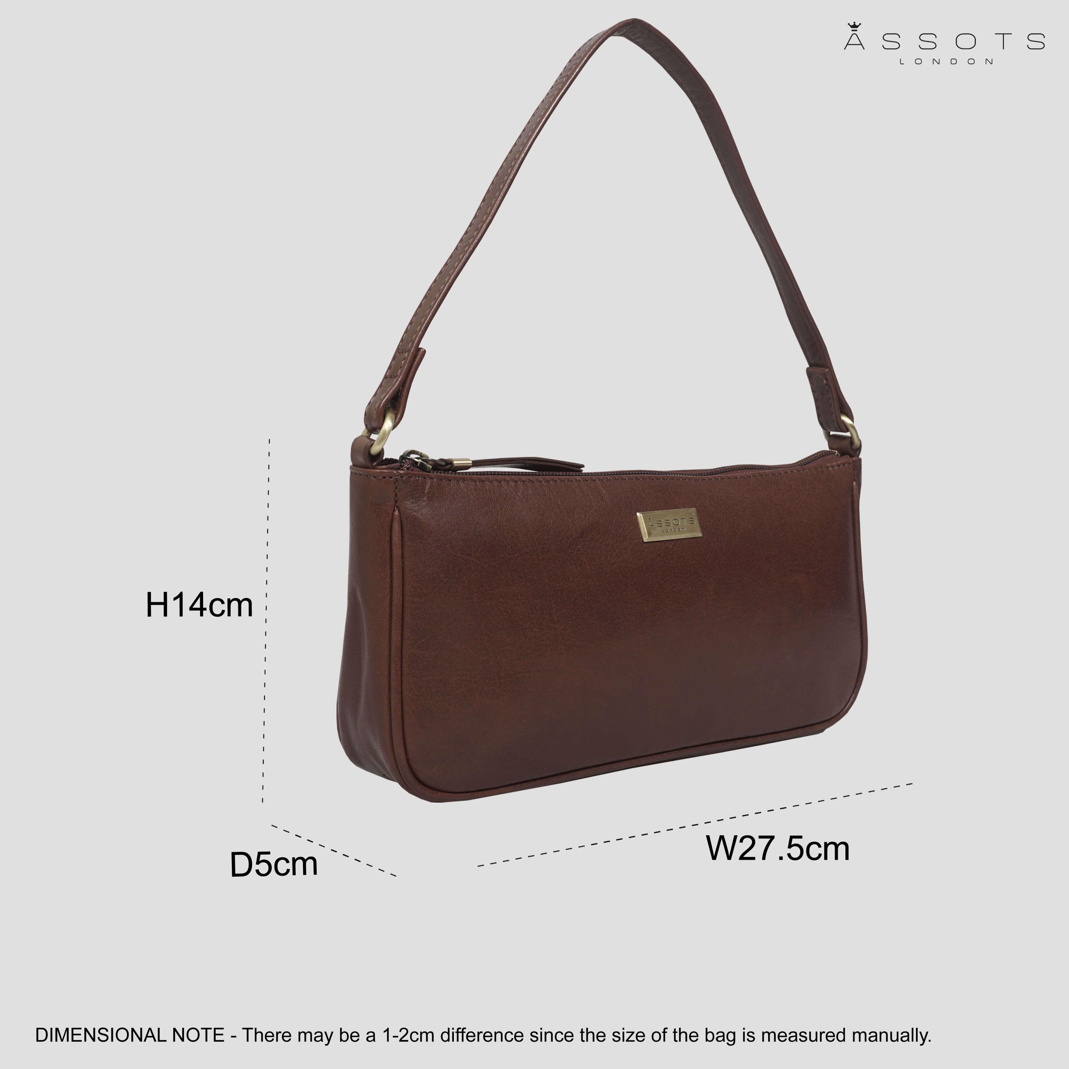 Assots London 'zara' Brown Polished Real Leather Baguette Shoulder Bag |  Lyst