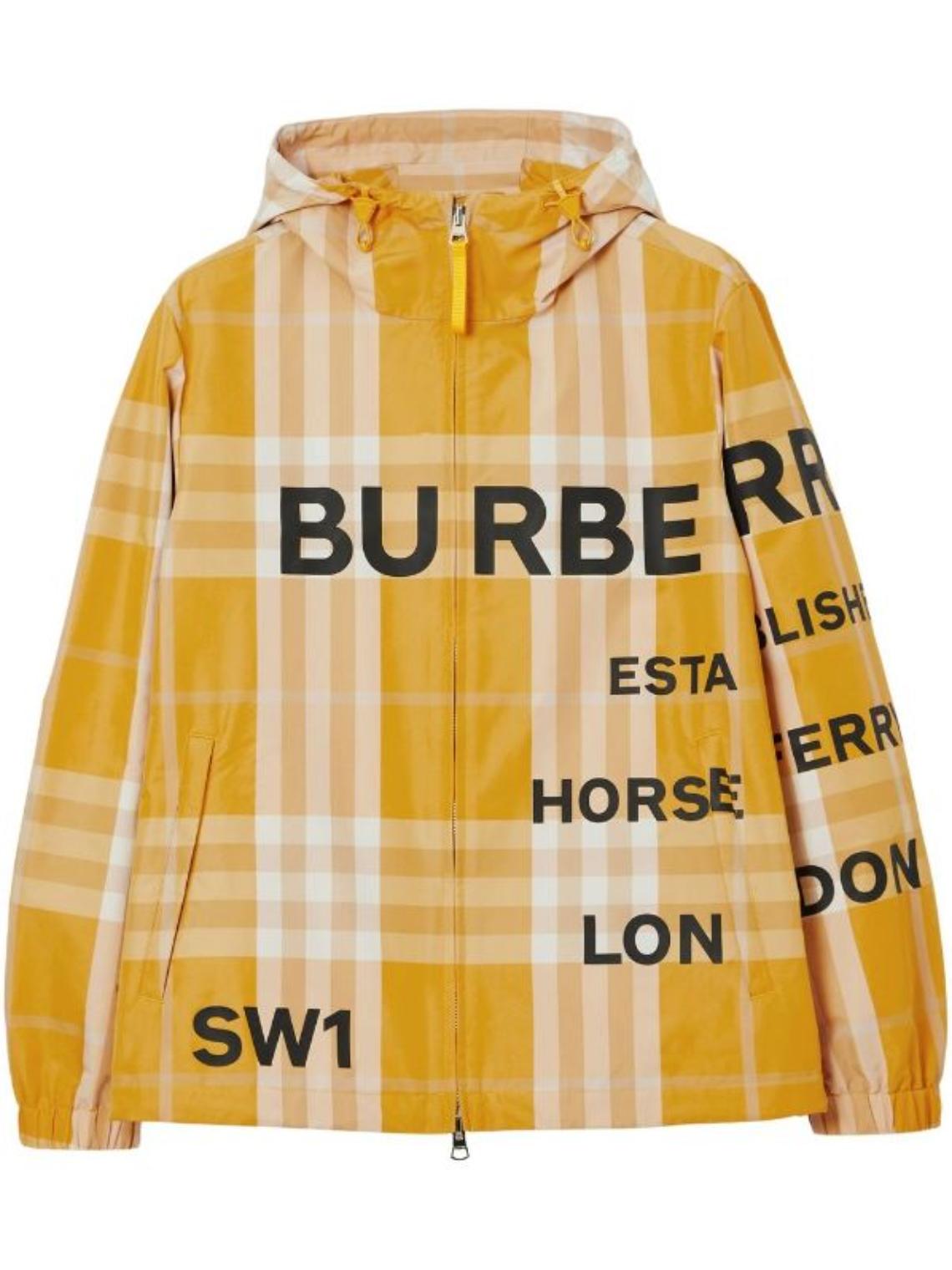 Burberry Men Check Pattern Rain Jacket in Yellow for Men | Lyst