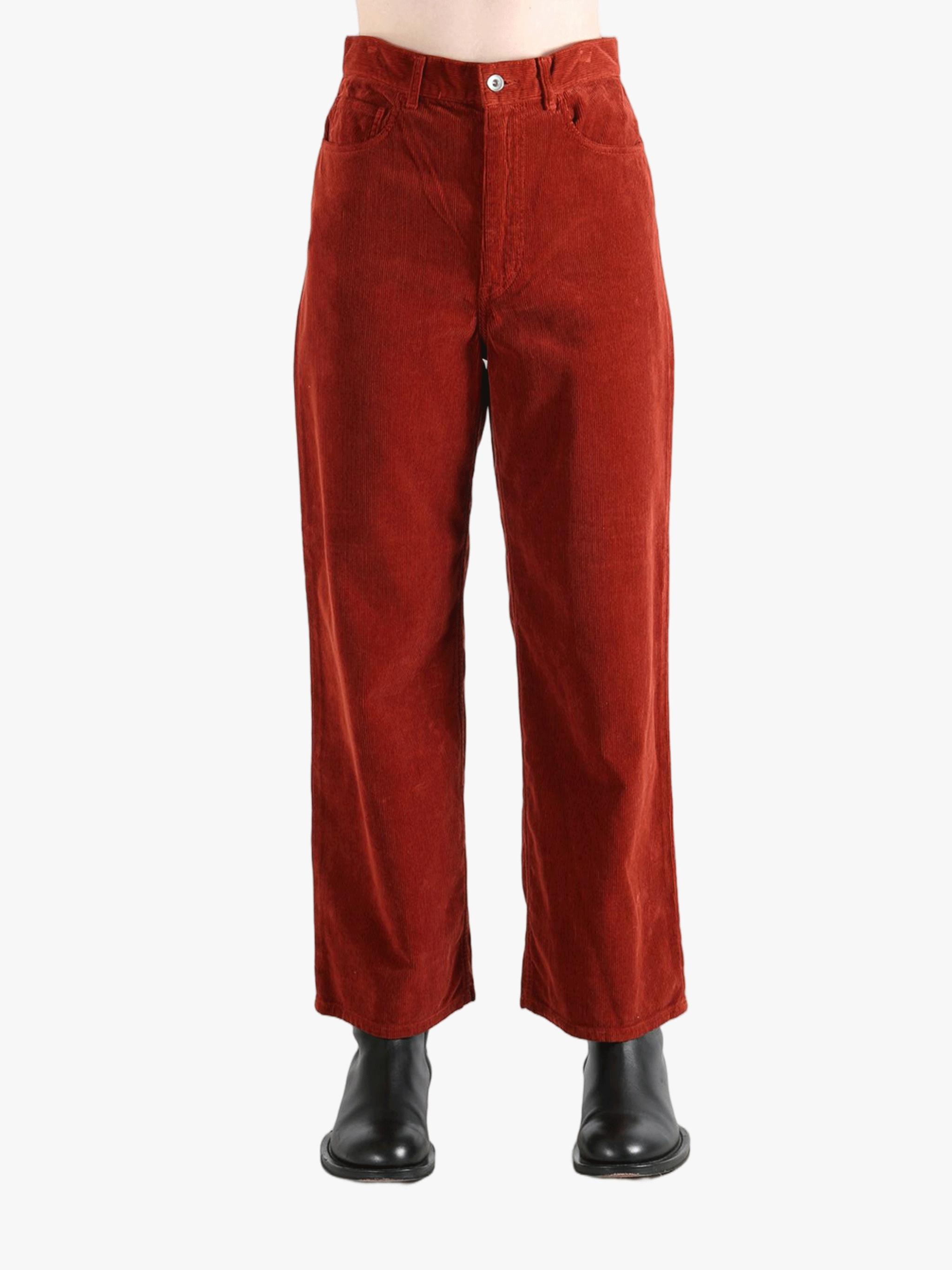 AURALEE Garment-Dyed Finx Corduroy 5P Wide Pants in Red | Lyst