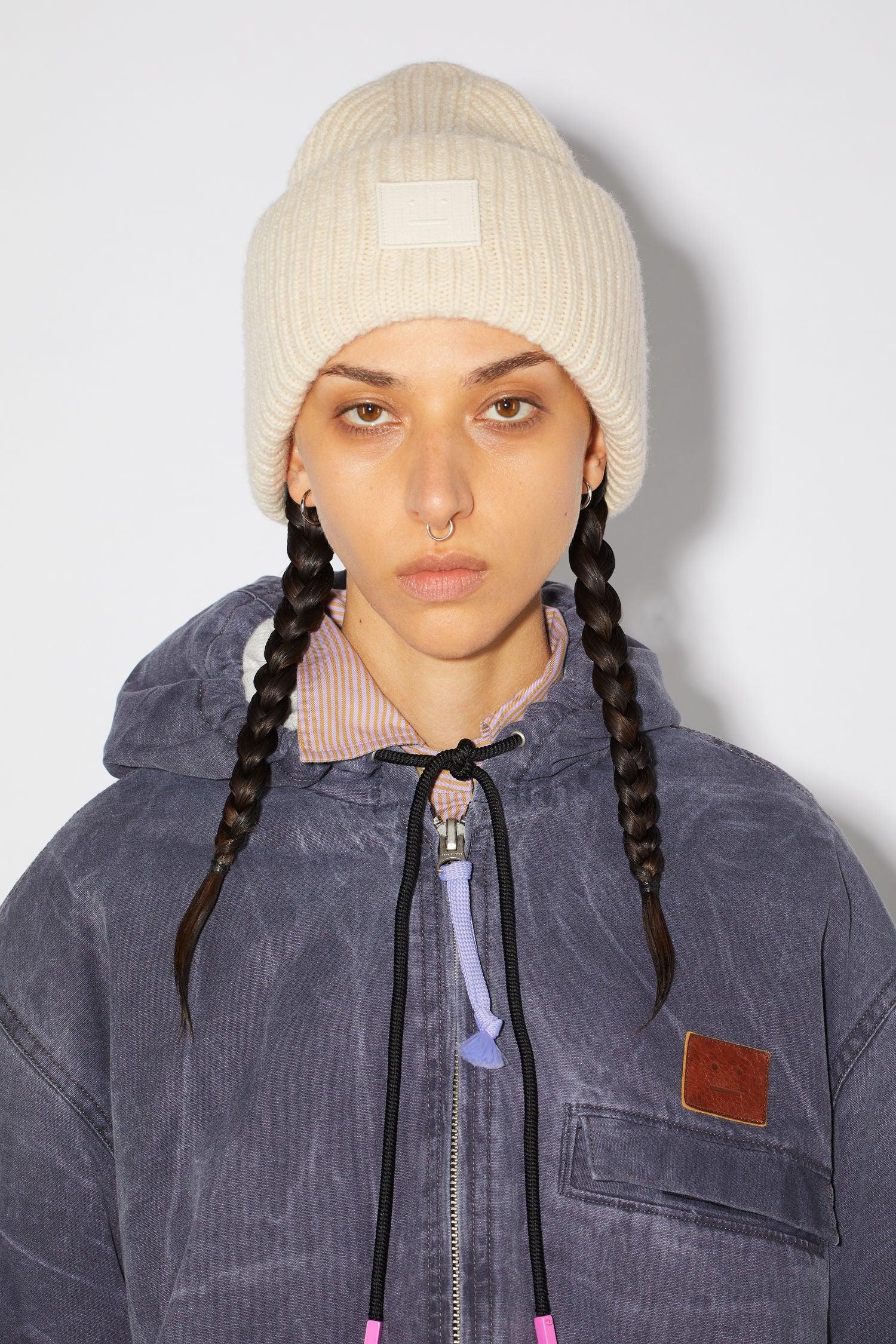 Wool Ribbed Knit Beanies Hats 