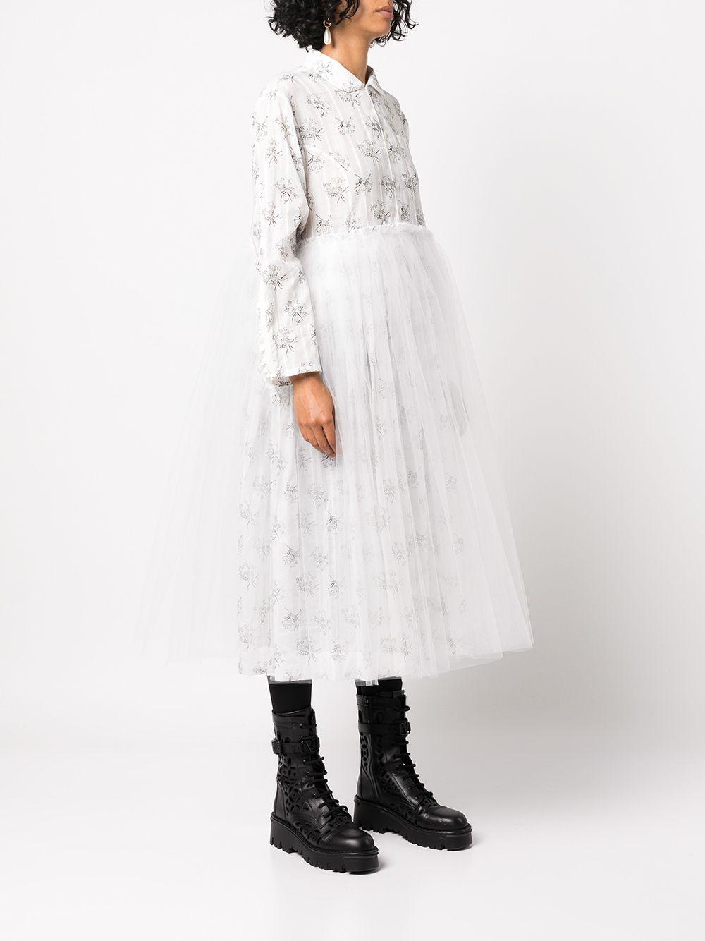 Tao Comme Des Garçons Floral Printed Mesh Shirt Dress in White | Lyst