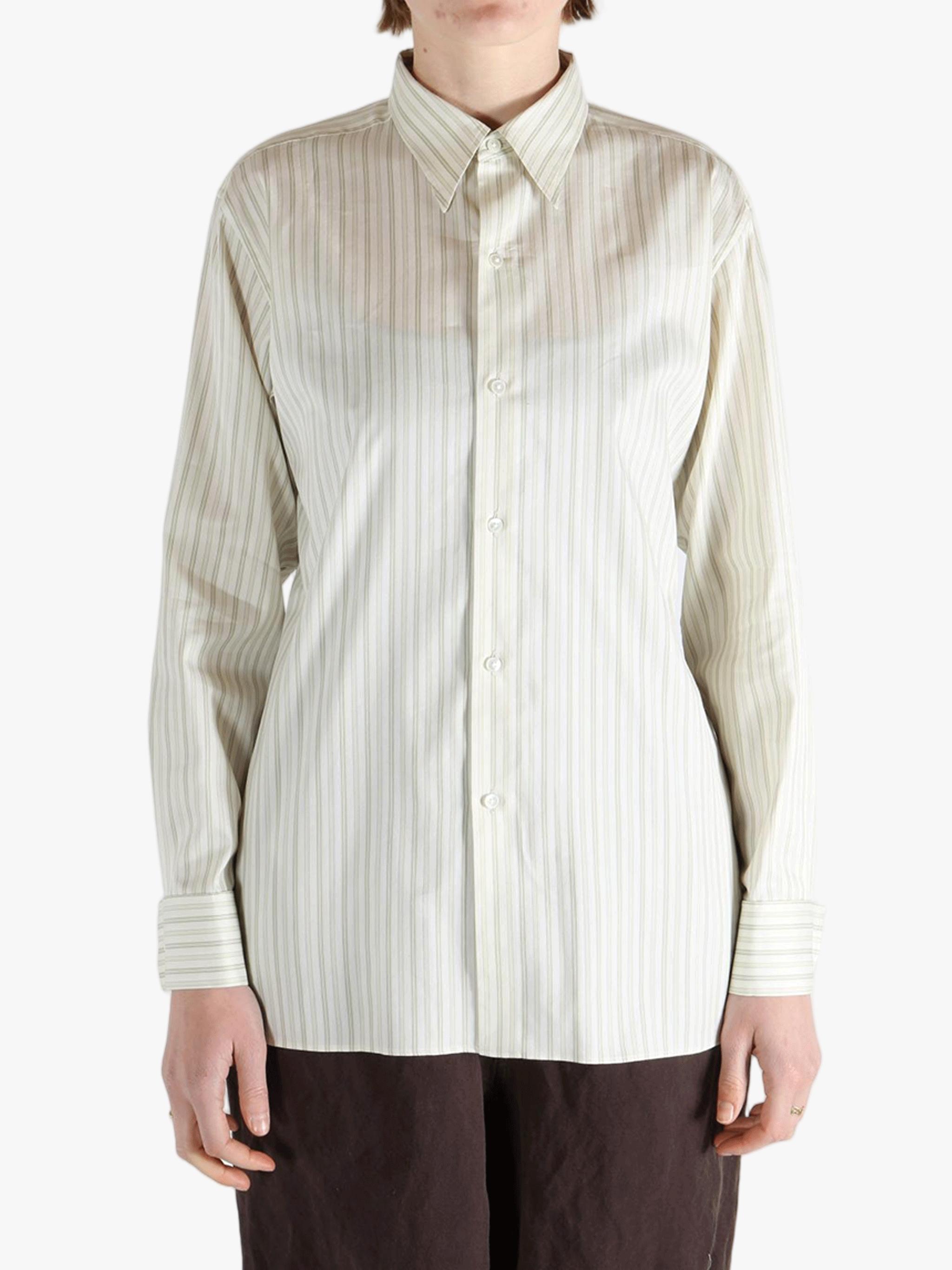 AURALEE Cotton Silk Stripe Double-Cuff Shirt in White | Lyst