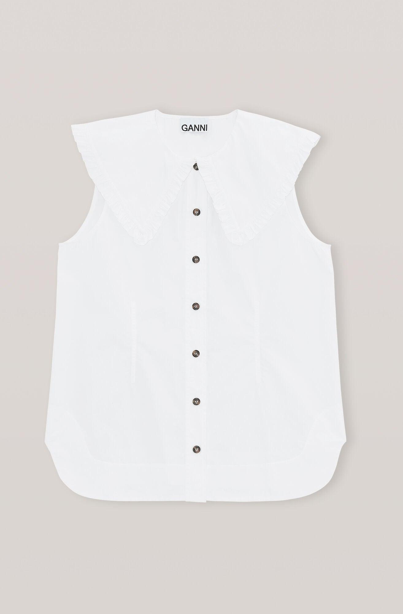 Ganni Collar Shirt in White | Lyst