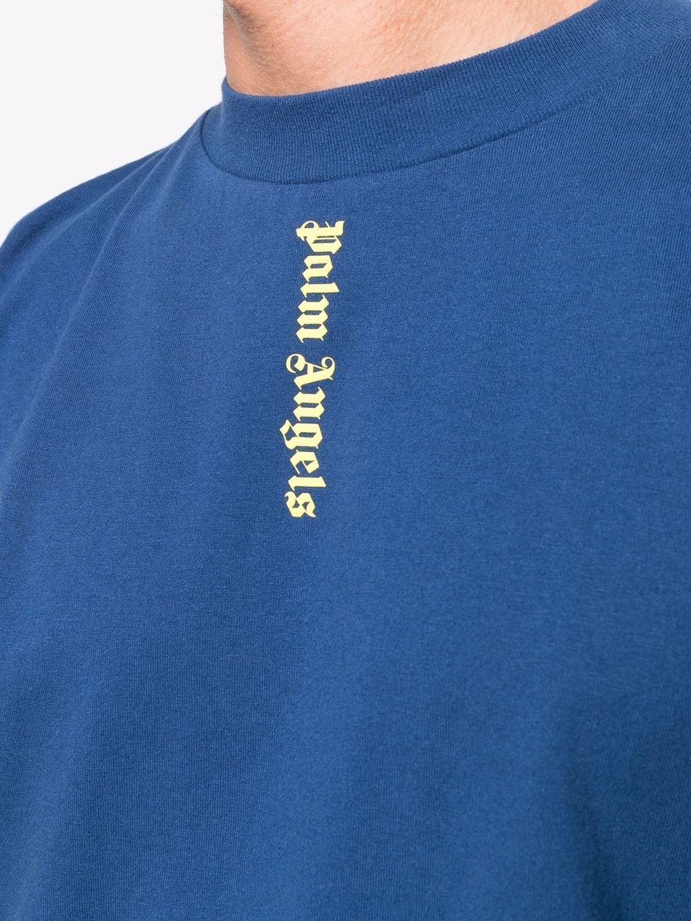Palm Angels Ns Logo Over Tee in Navy 